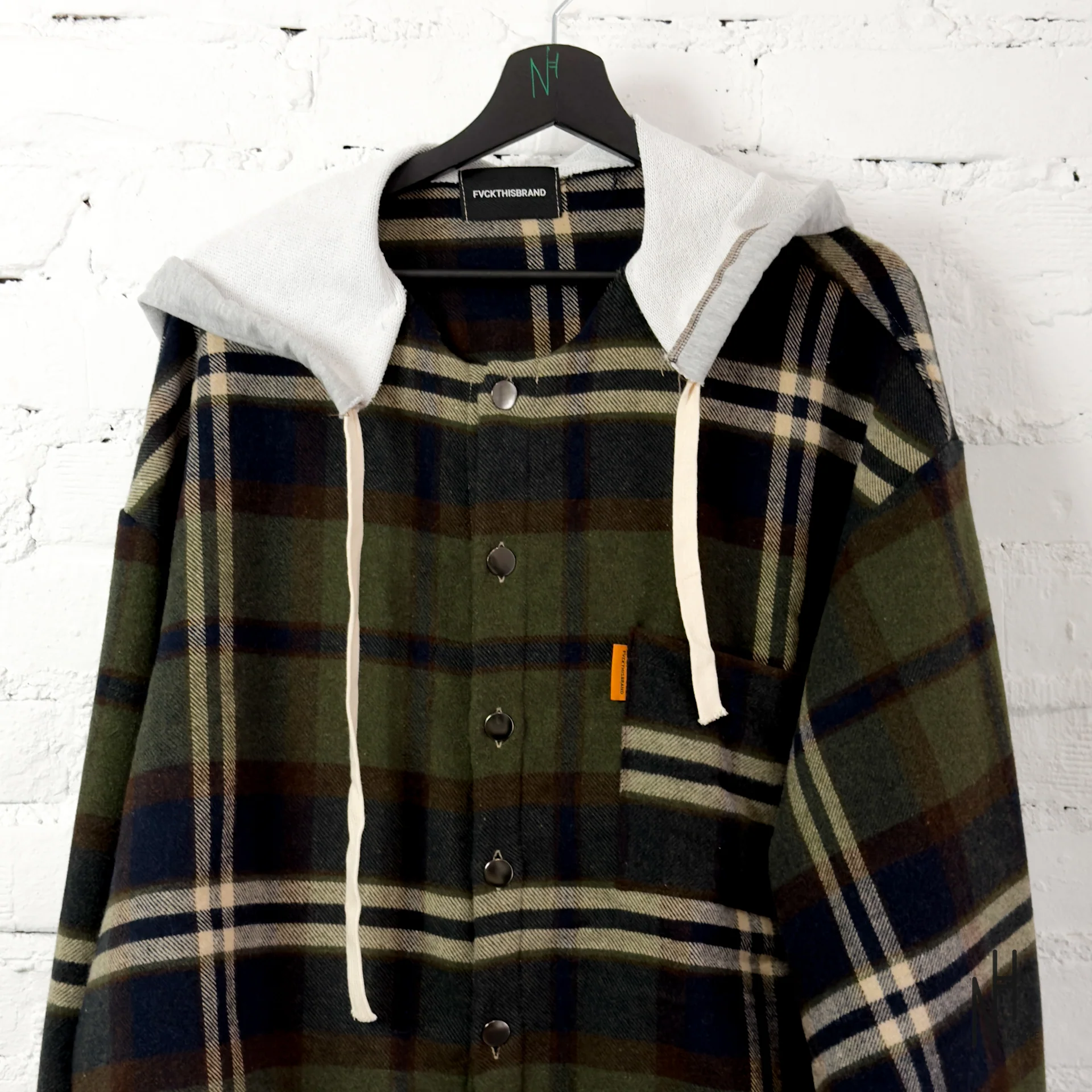 FVCKTHISBRAND FLANEL HOODIE GREEN - Image 2