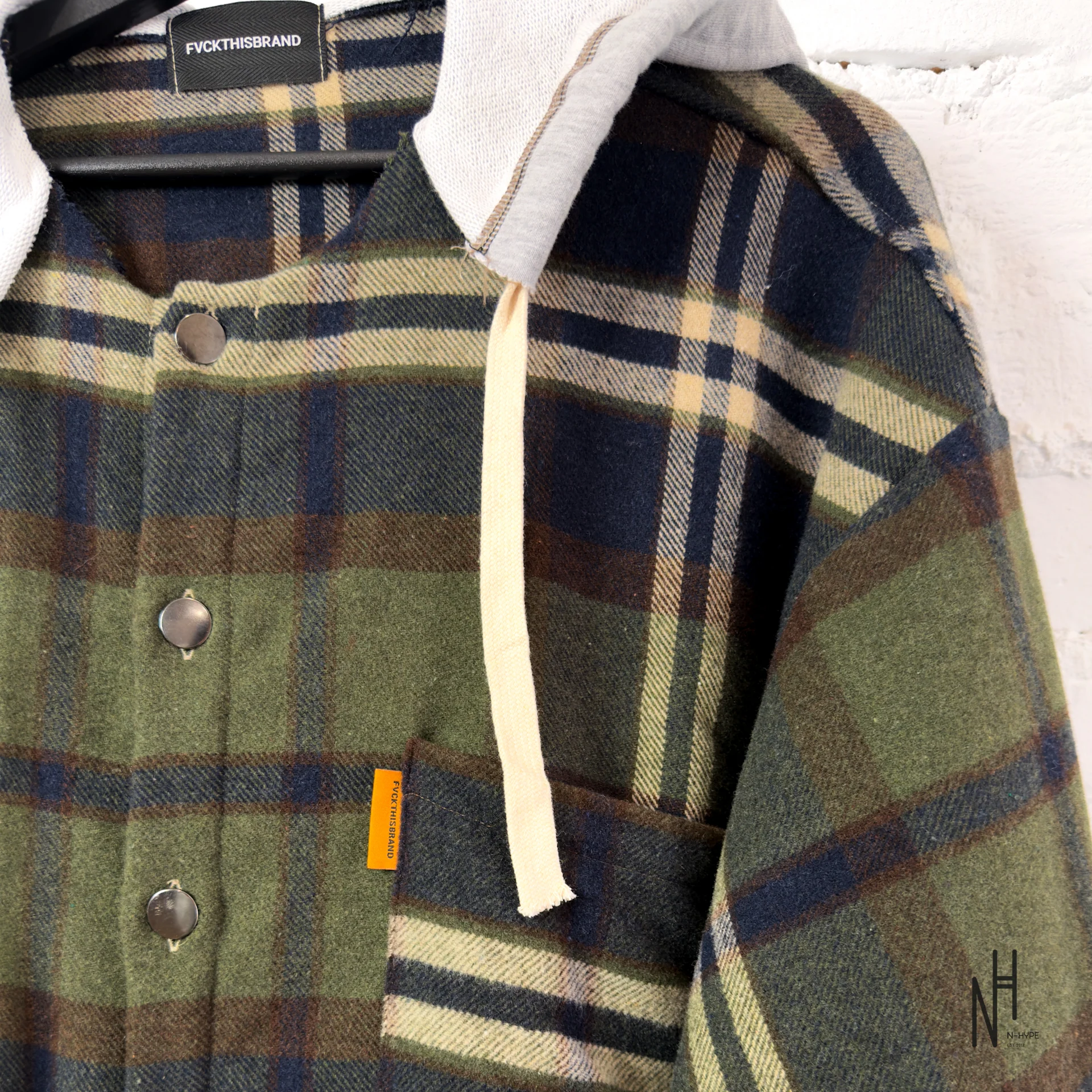 FVCKTHISBRAND FLANEL HOODIE GREEN - Image 3