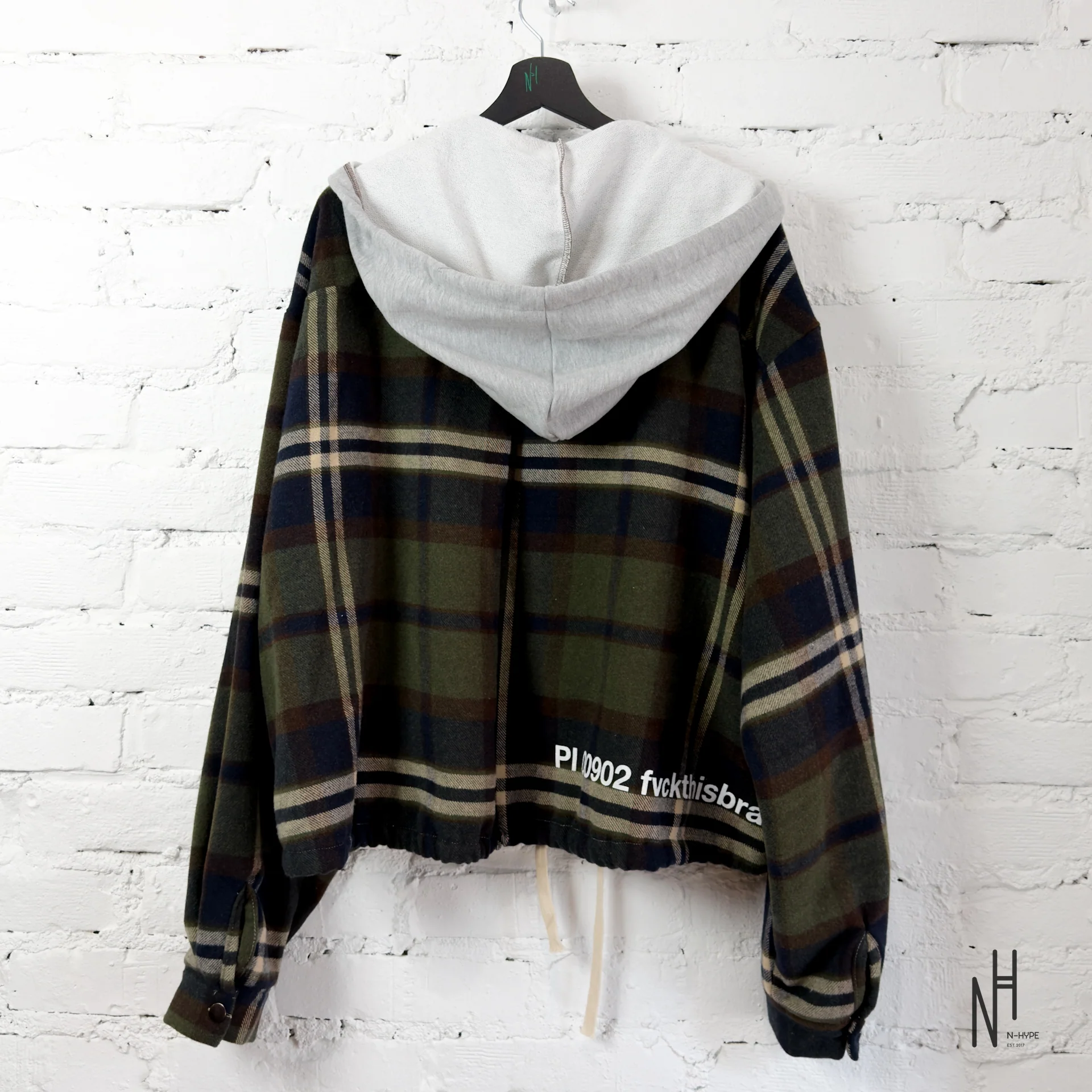 FVCKTHISBRAND FLANEL HOODIE GREEN - Image 4