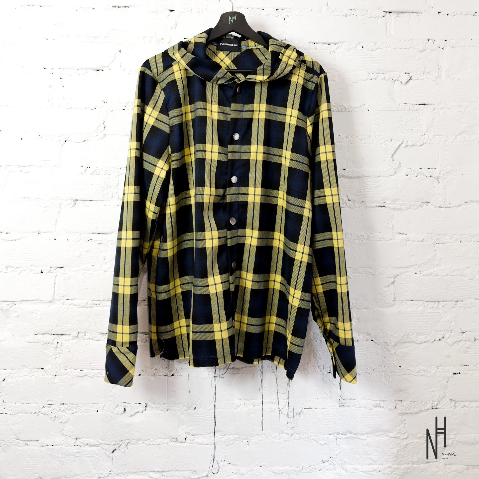 FVCKTHISBRAND FLANEL HOODIE YELLOW BLACK