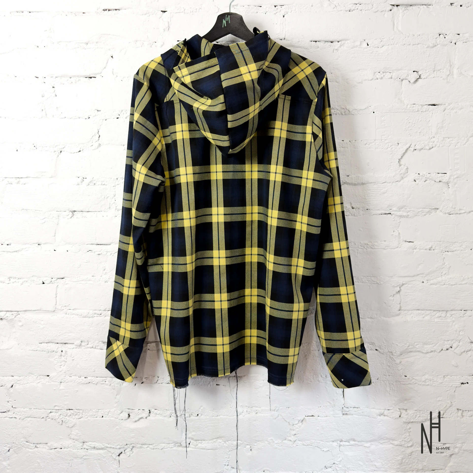 FVCKTHISBRAND FLANEL HOODIE YELLOW BLACK - Image 3
