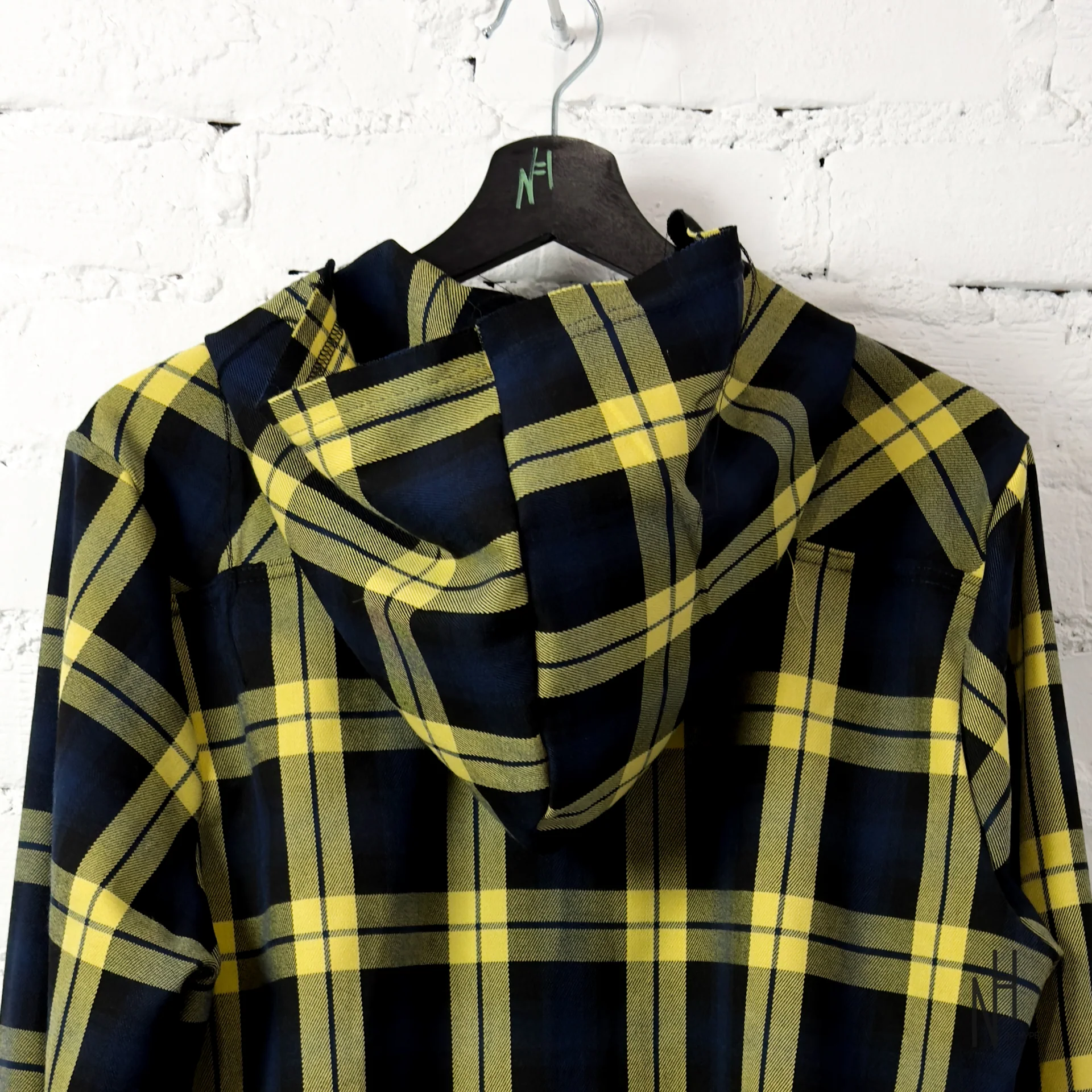 FVCKTHISBRAND FLANEL HOODIE YELLOW BLACK - Image 4