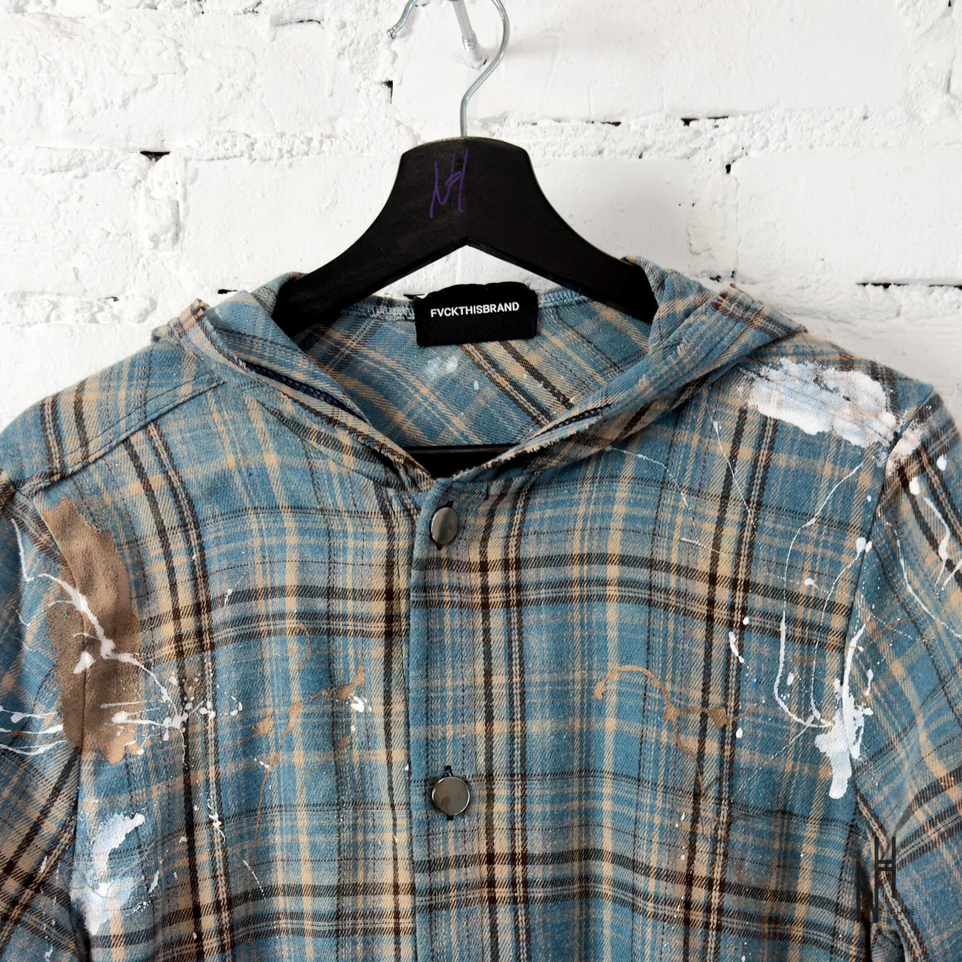 FVCKTHISBRAND PAINTED FLANEL SHIRT BLUE - Image 2