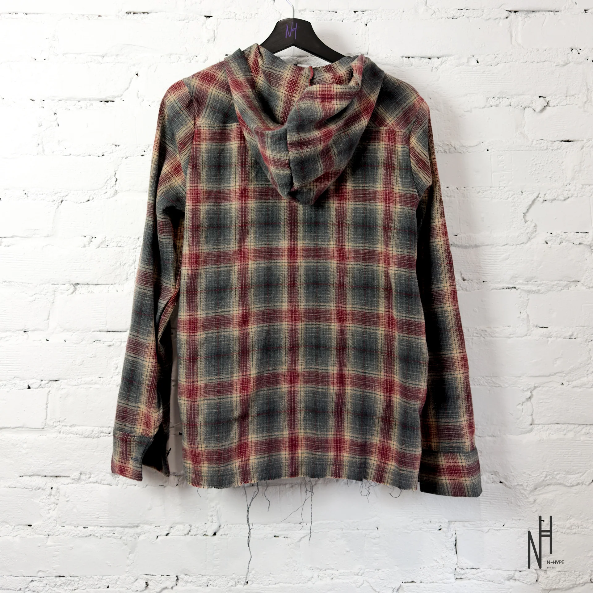 FVCKTHISBRAND PAINTED FLANEL SHIRT BURGUNDY - Image 6