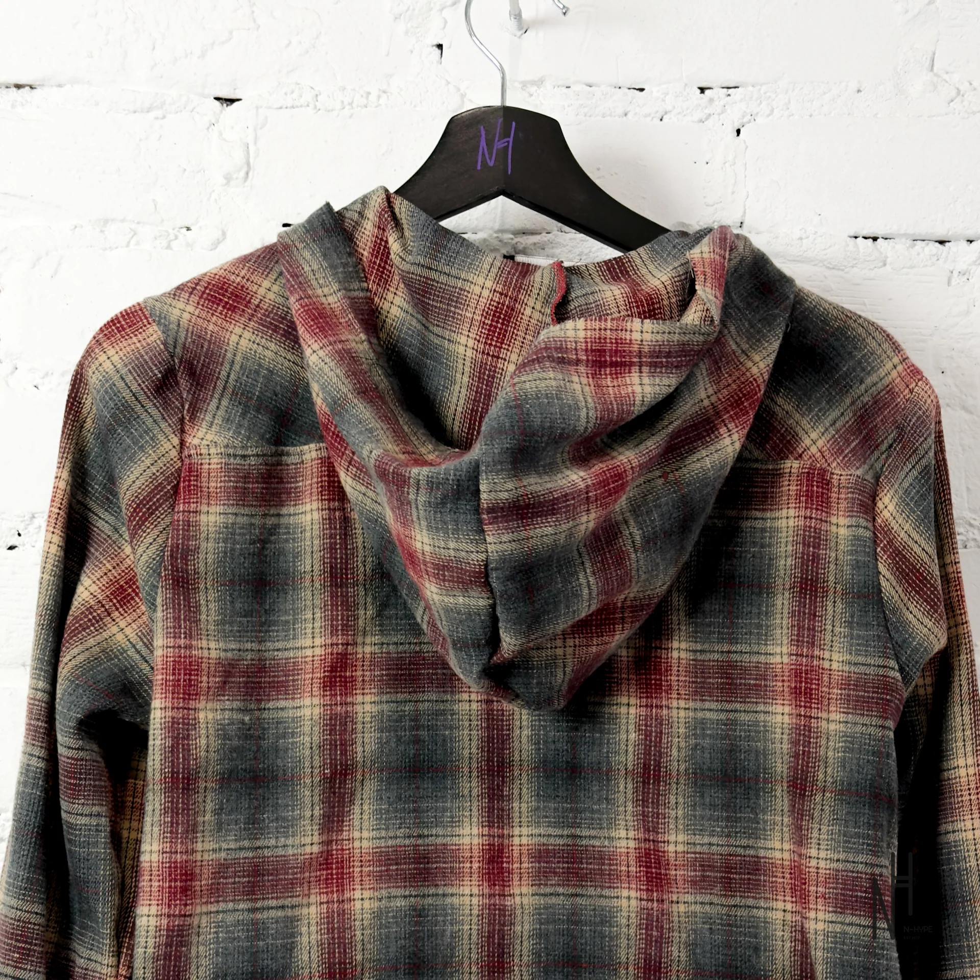 FVCKTHISBRAND PAINTED FLANEL SHIRT BURGUNDY - Image 7