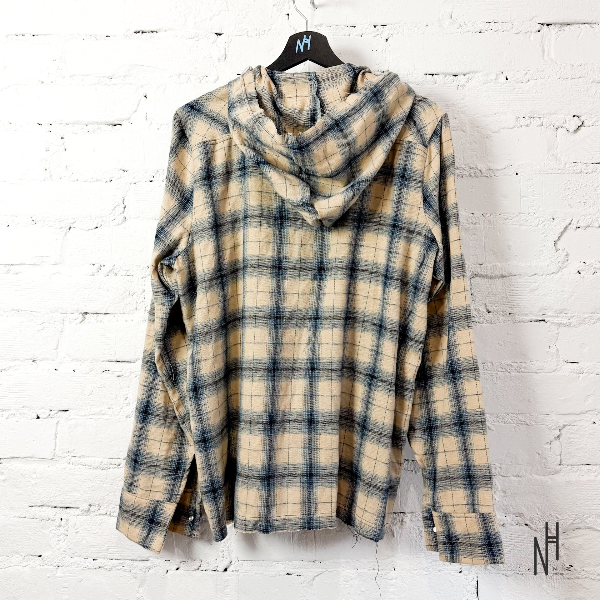 FVCKTHISBRAND PAINTED FLANEL SHIRT WHITE NAVY - Image 6