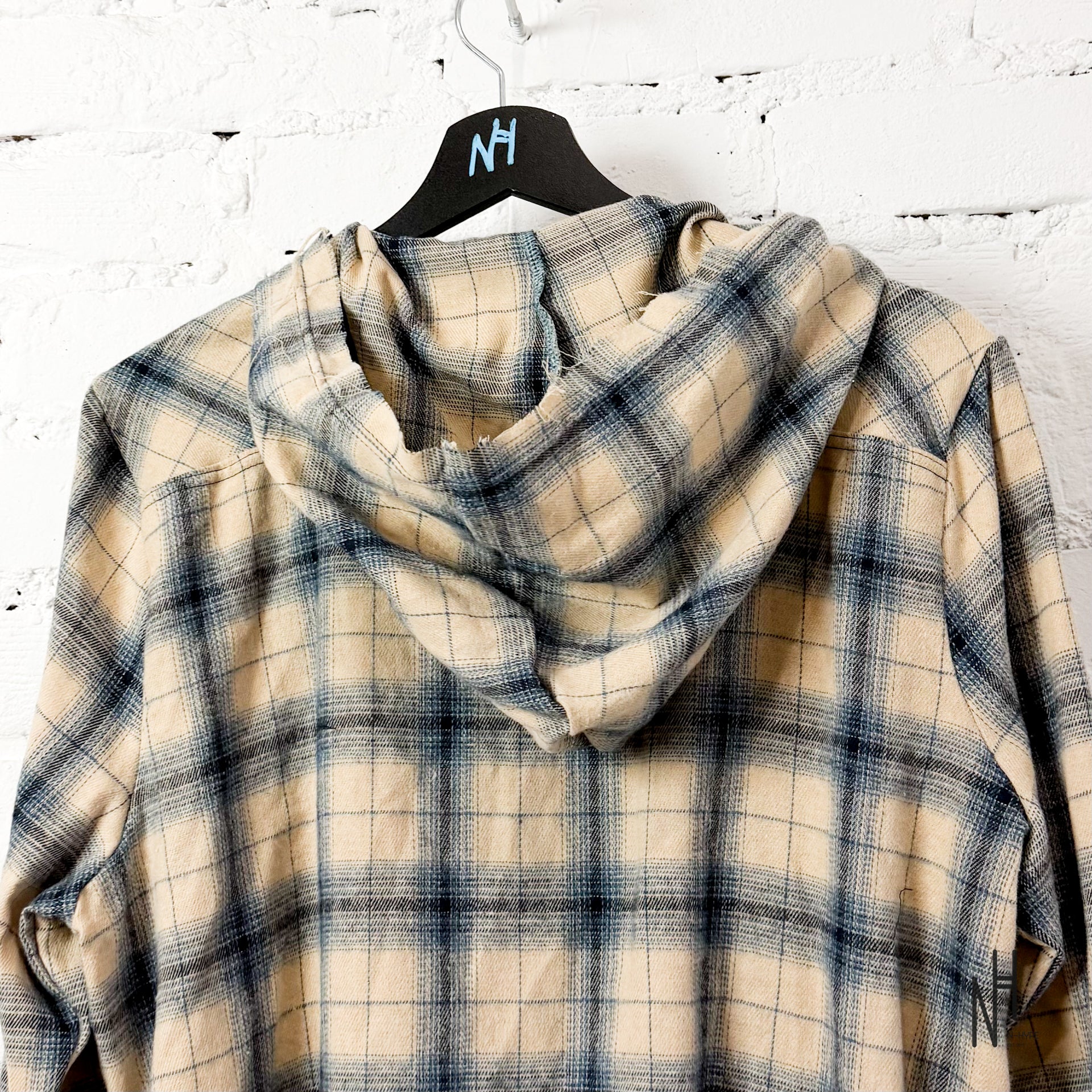 FVCKTHISBRAND PAINTED FLANEL SHIRT WHITE NAVY - Image 7