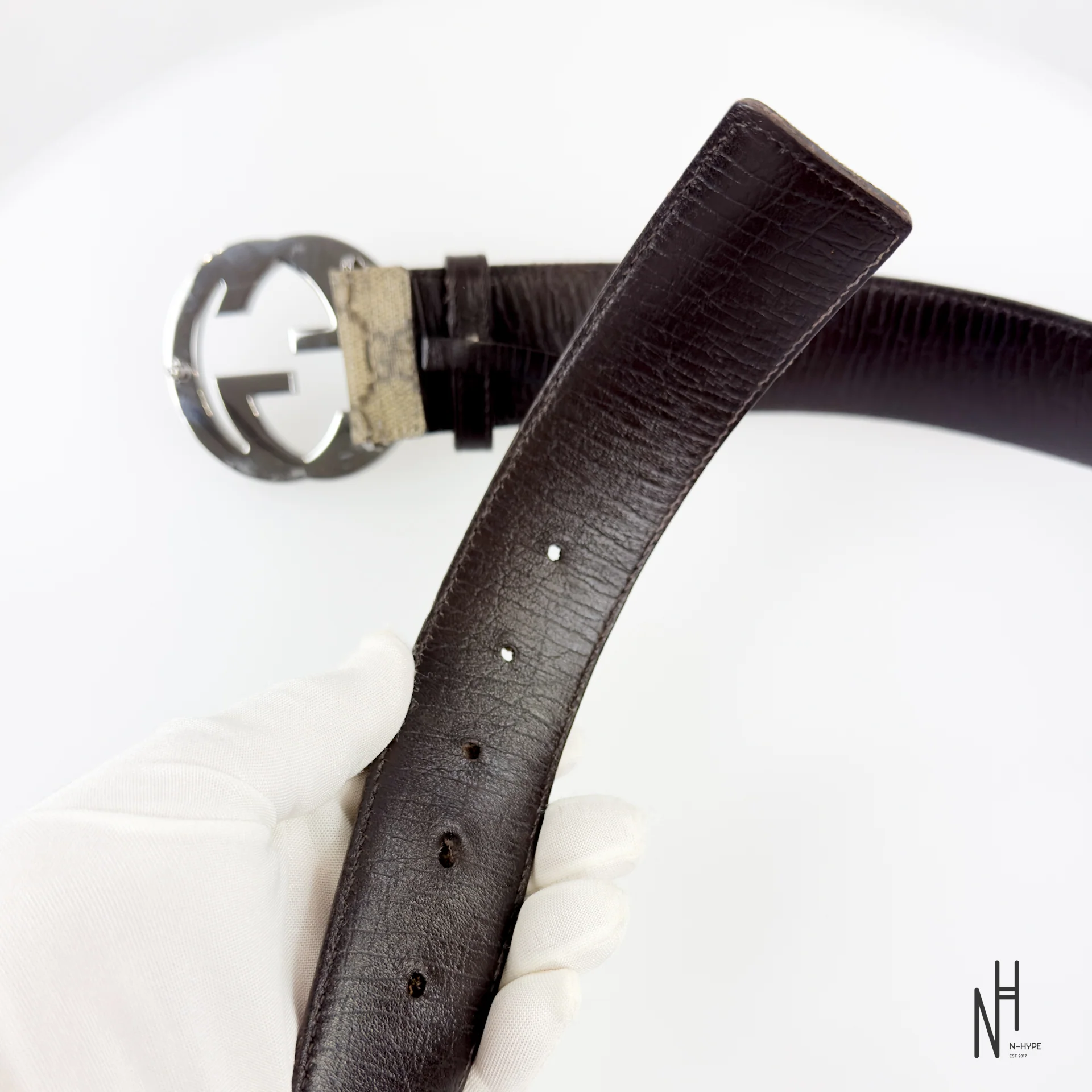 Gucci Beige Supreme Monogram Belt - Image 4