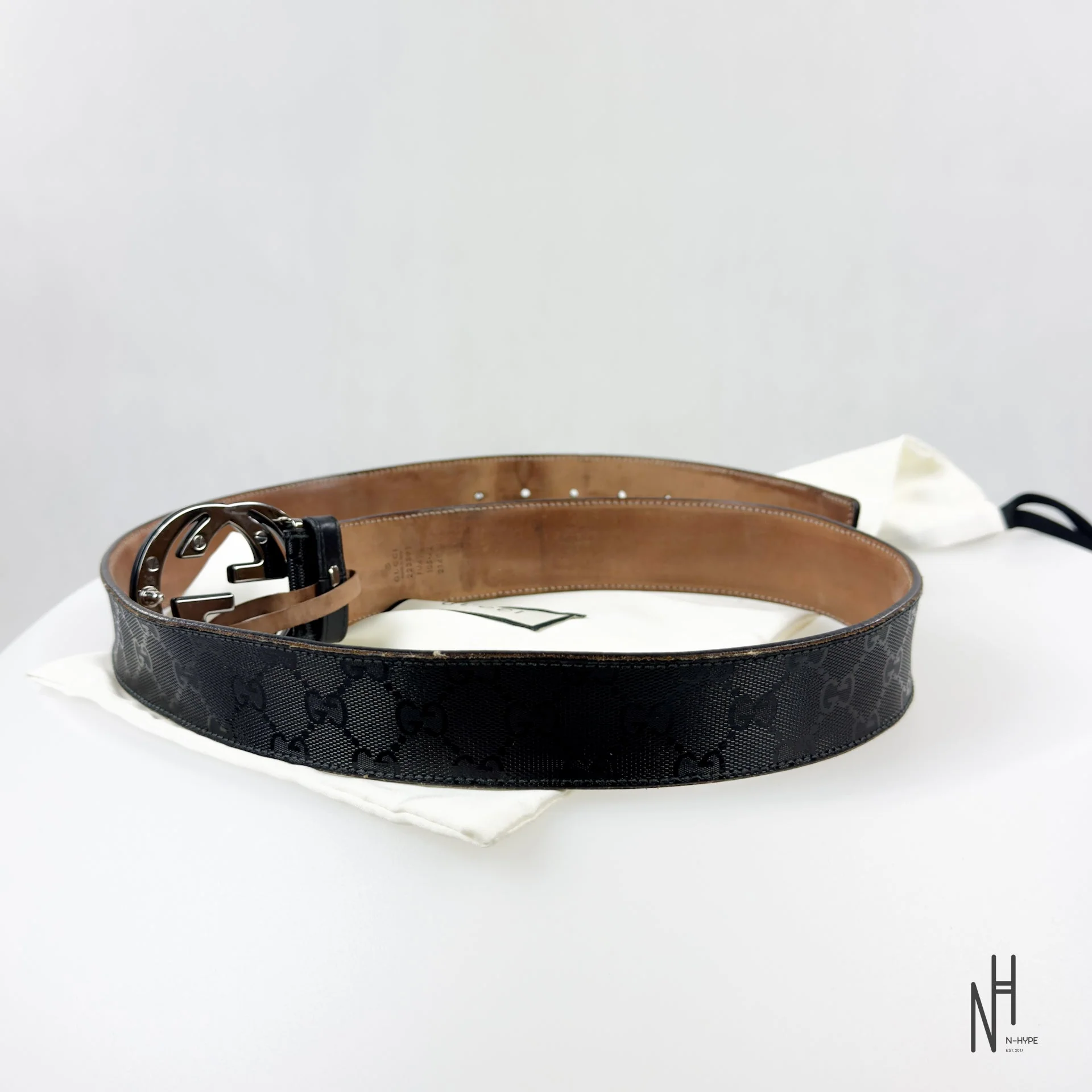 Gucci Belt GG Imprime Interlocking G Black Buckle / Black - Image 6