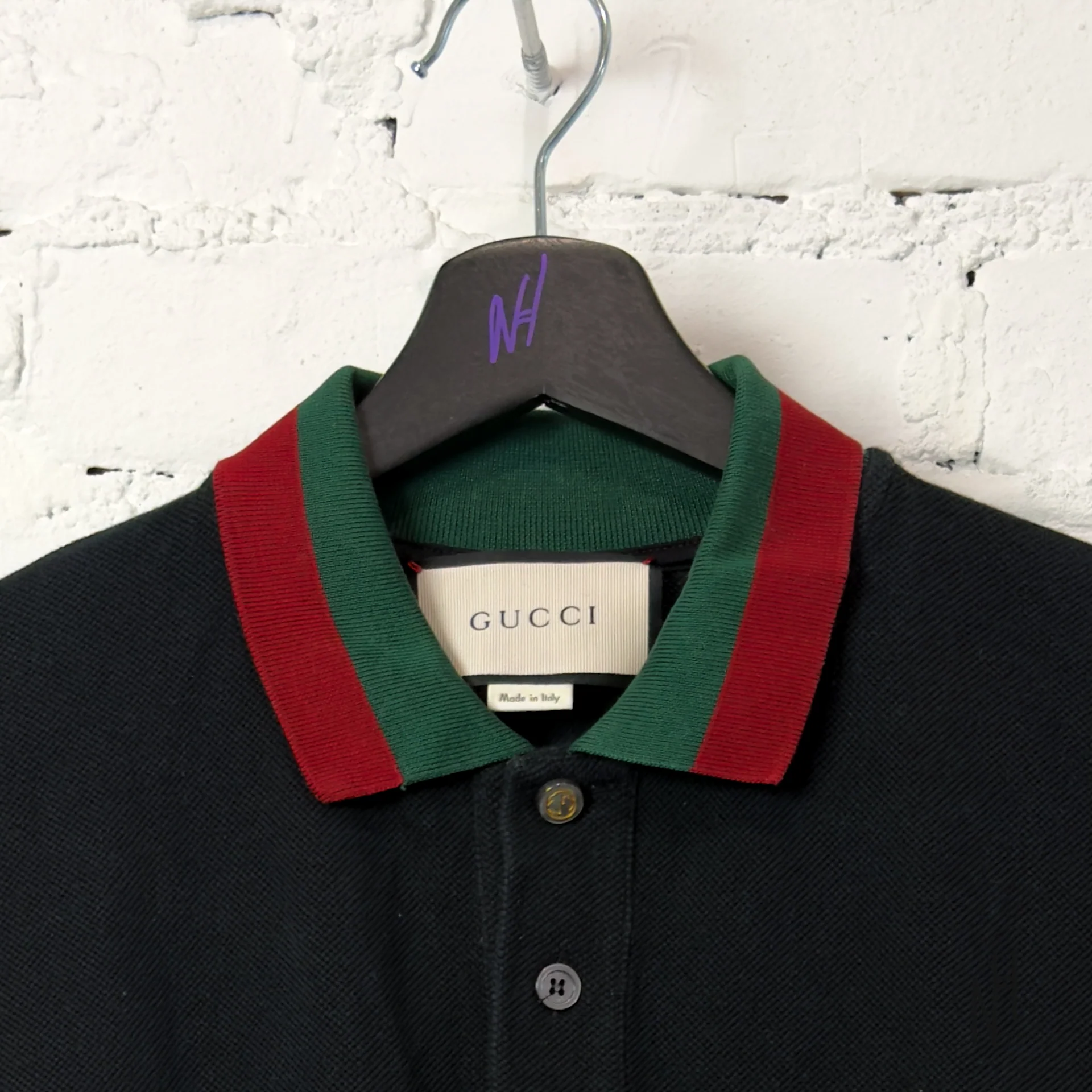 Gucci Cotton Polo Shirt with Web GG Black - Image 2