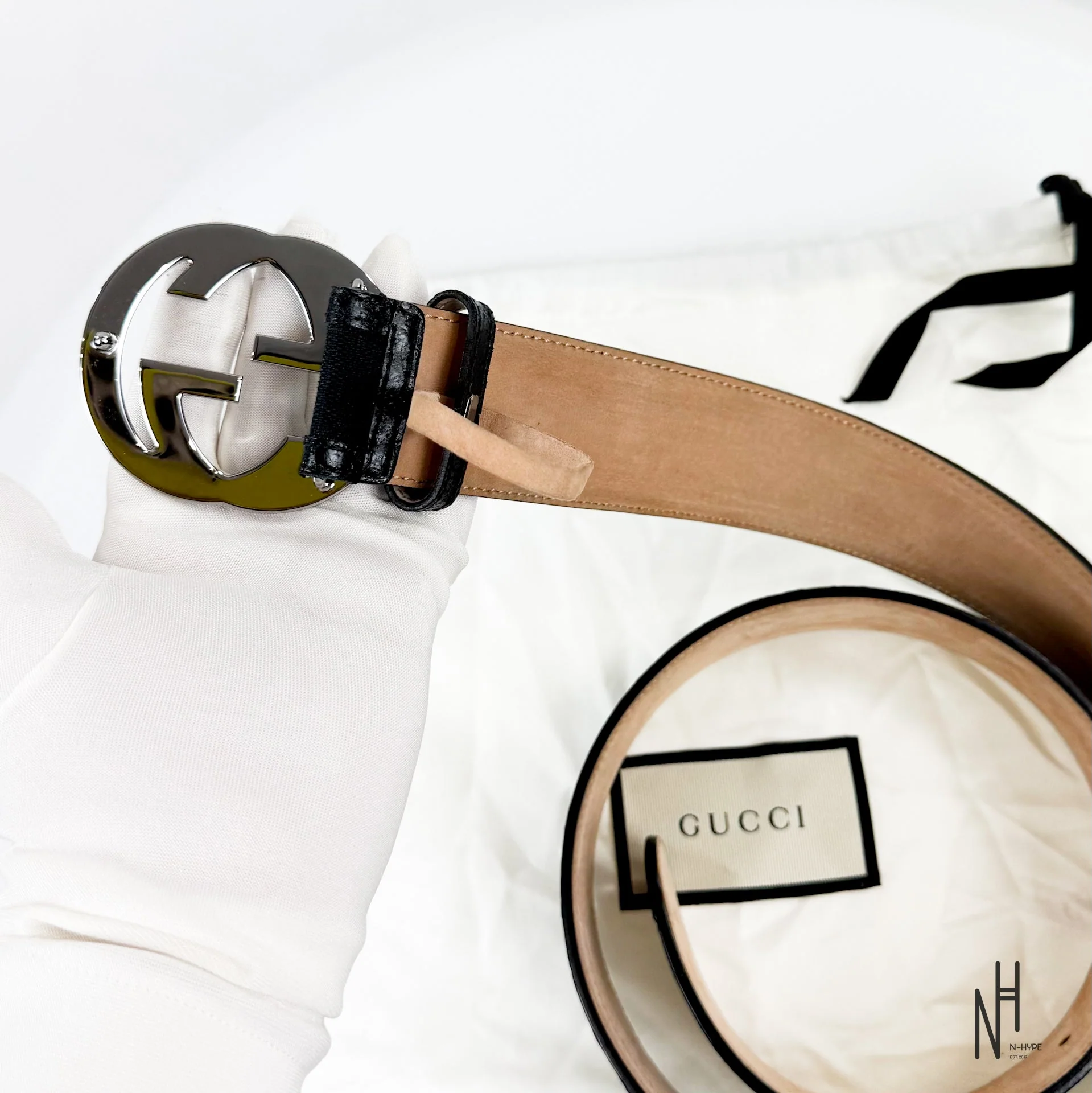 Gucci Jacquard Black Belt - Image 4
