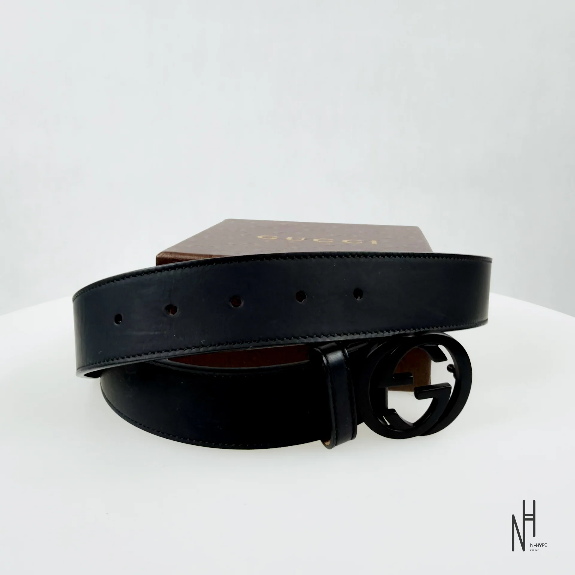Gucci Leather Belt with Double G Buckle Black - Image 3