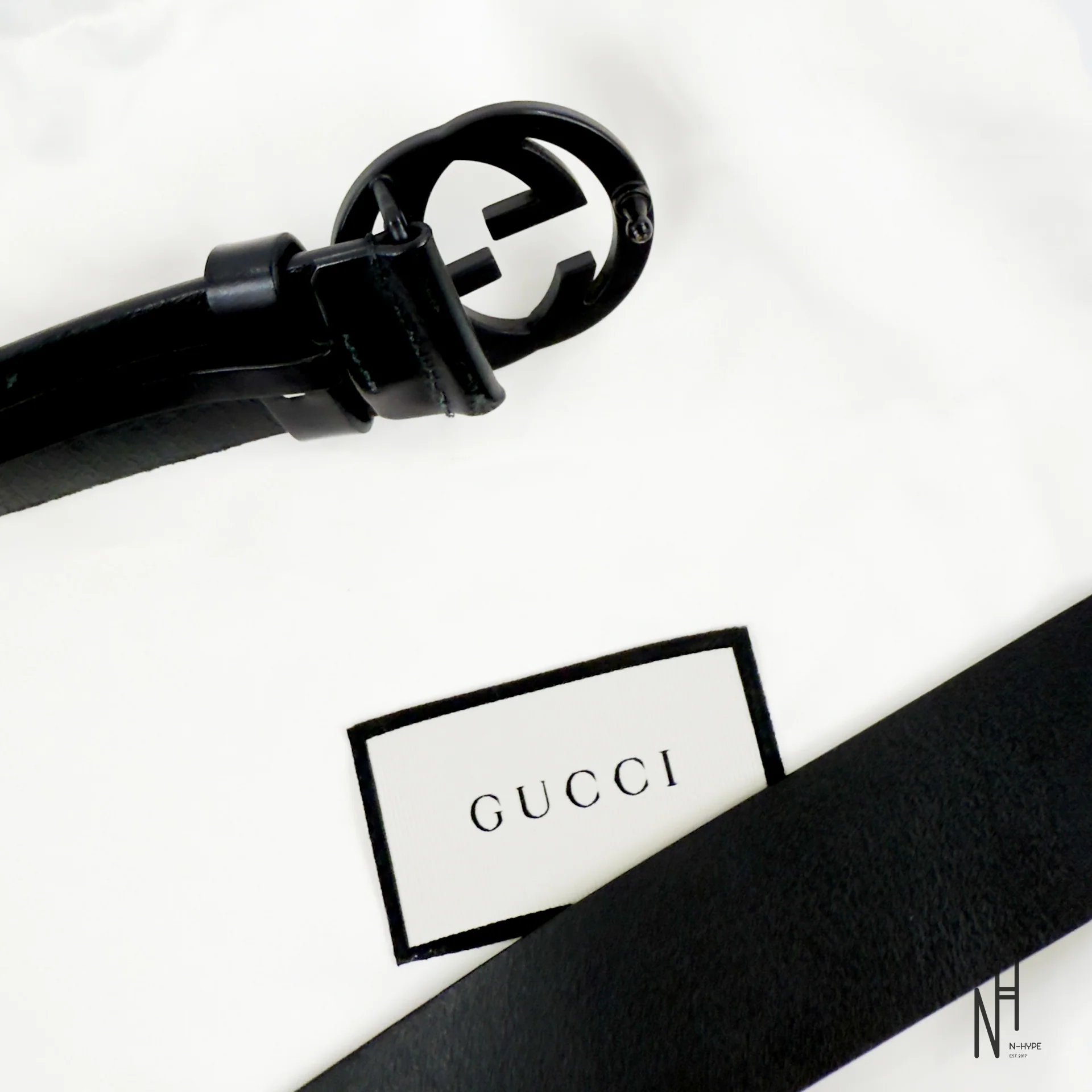 Gucci Matte Black Buckle Belt - Image 3