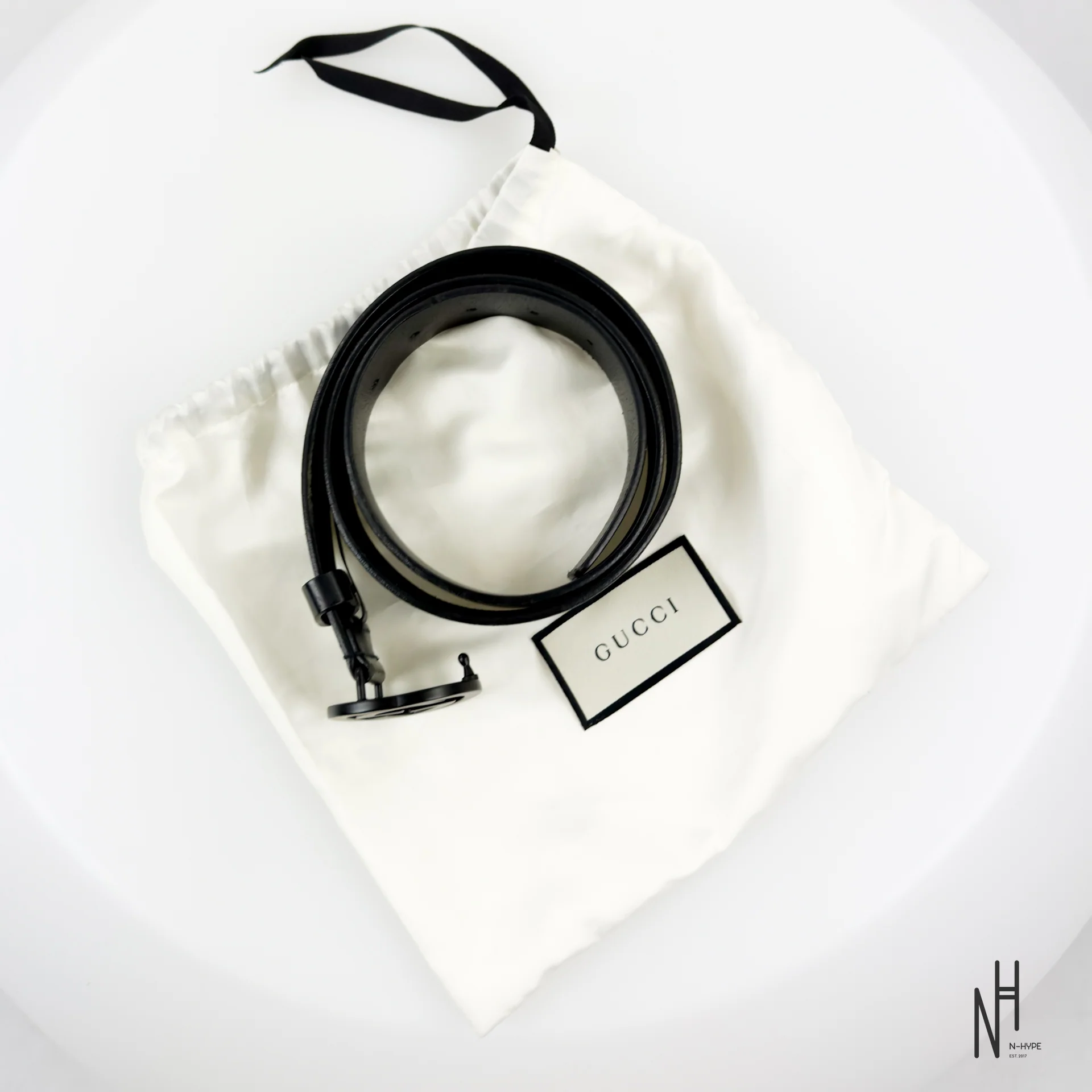 Gucci Matte Black Buckle Belt - Image 4