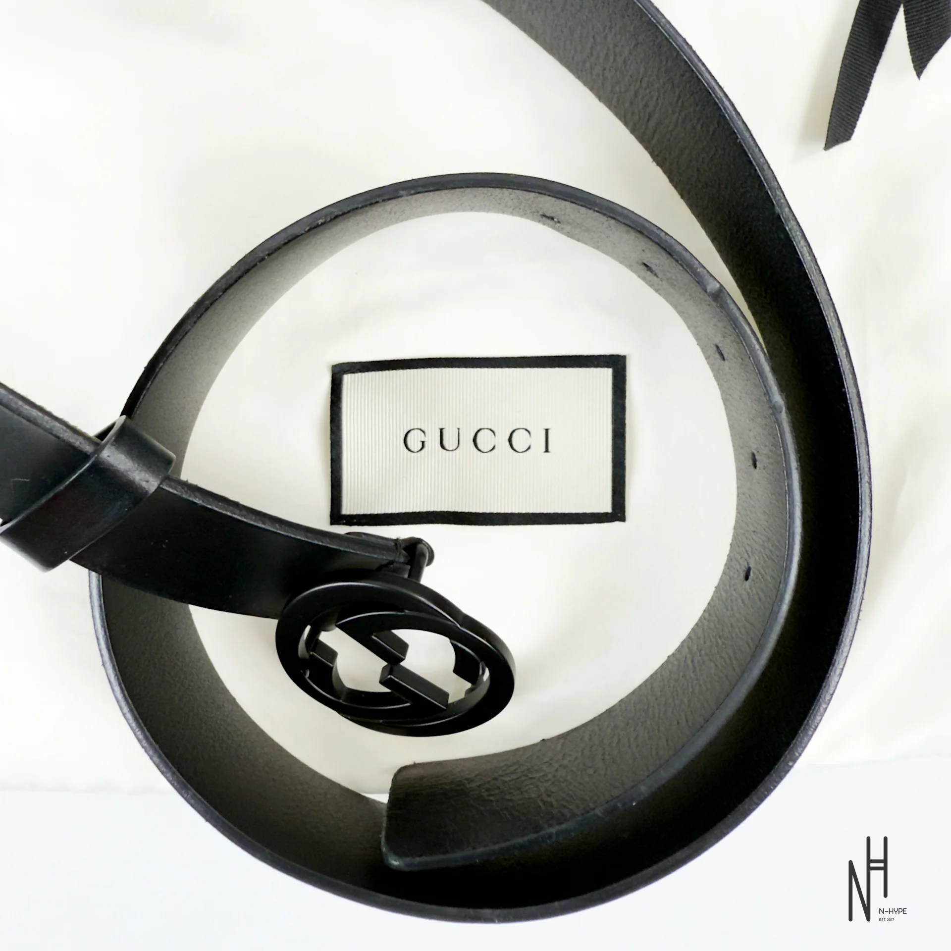 Gucci Matte Black Buckle Belt - Image 5