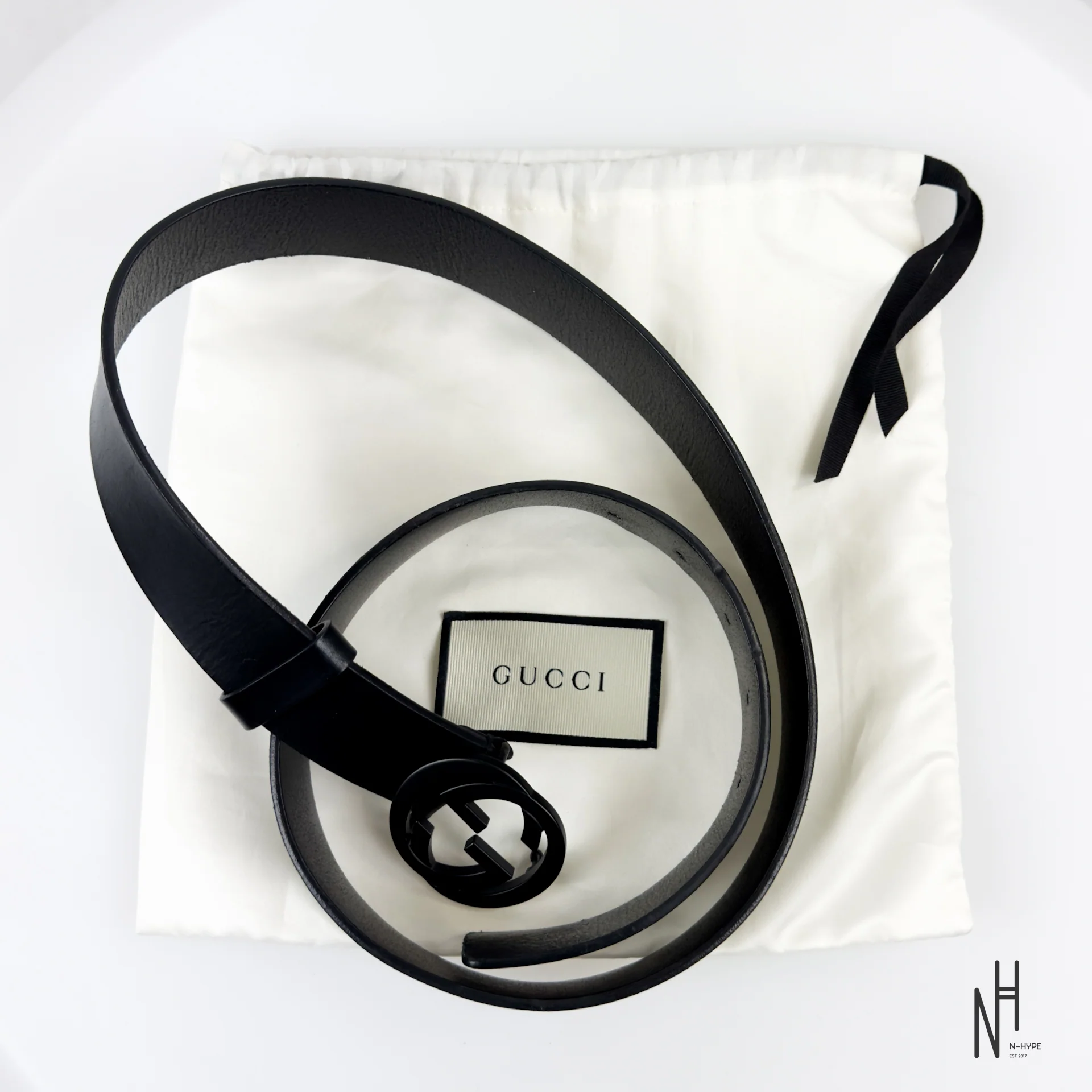 Gucci Matte Black Buckle Belt - Image 6