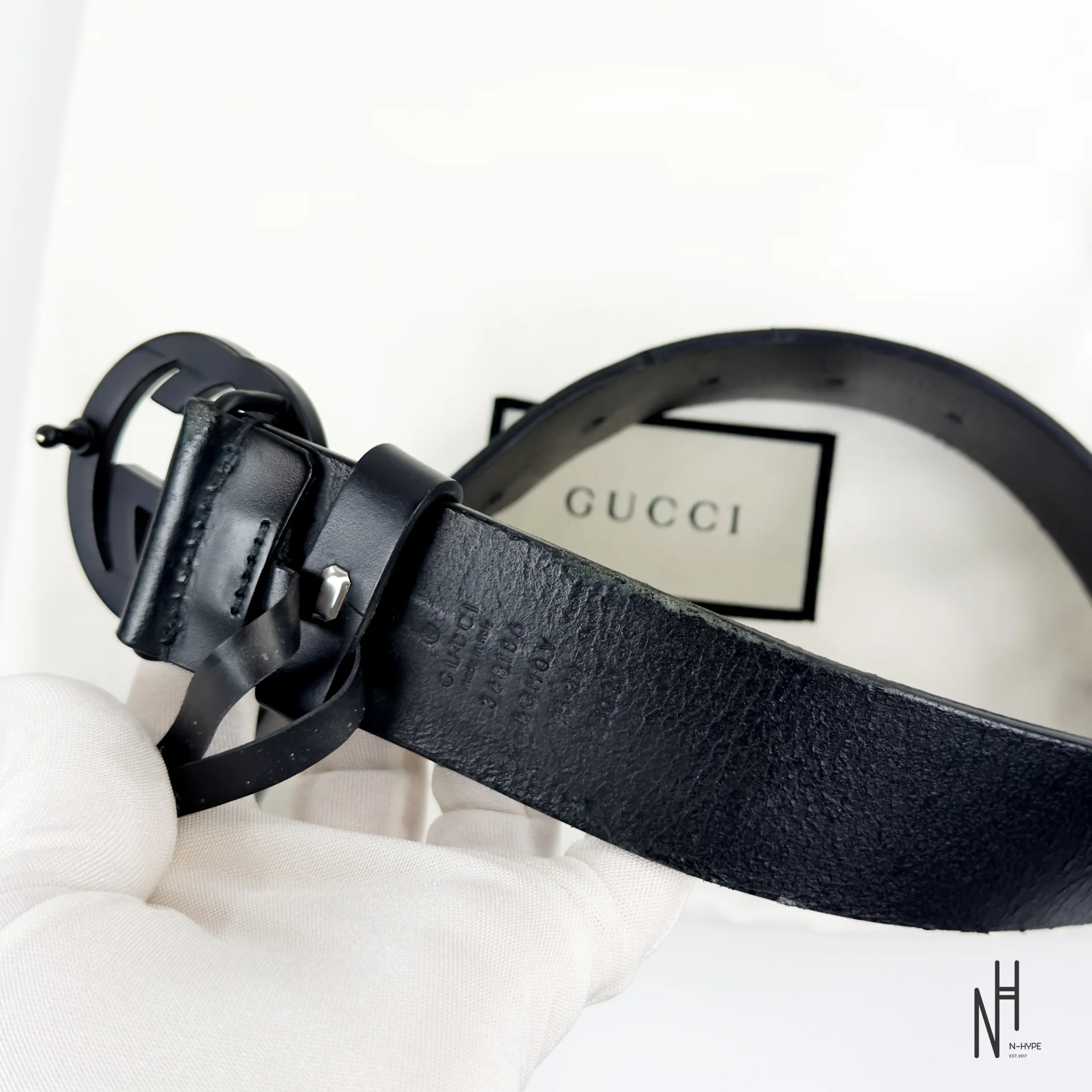 Gucci Matte Black Buckle Belt - Image 8