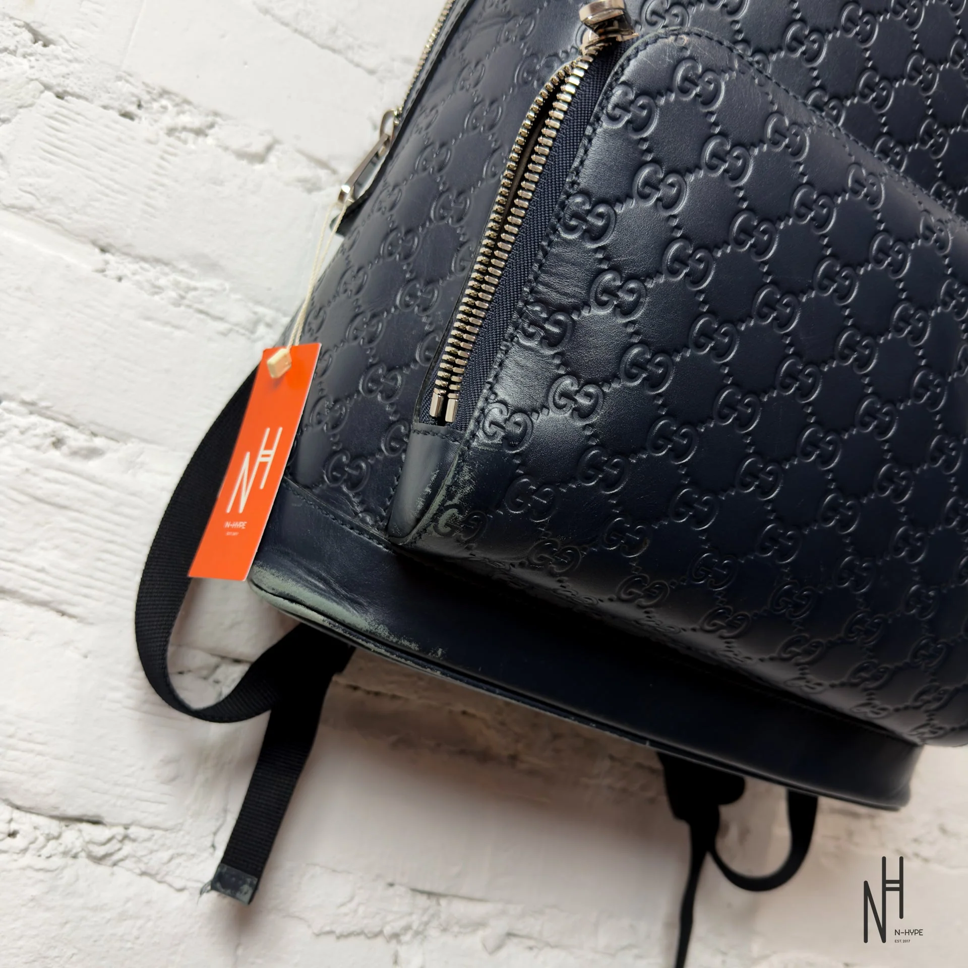 Gucci Monogram Leather Backpack - Black - Image 4
