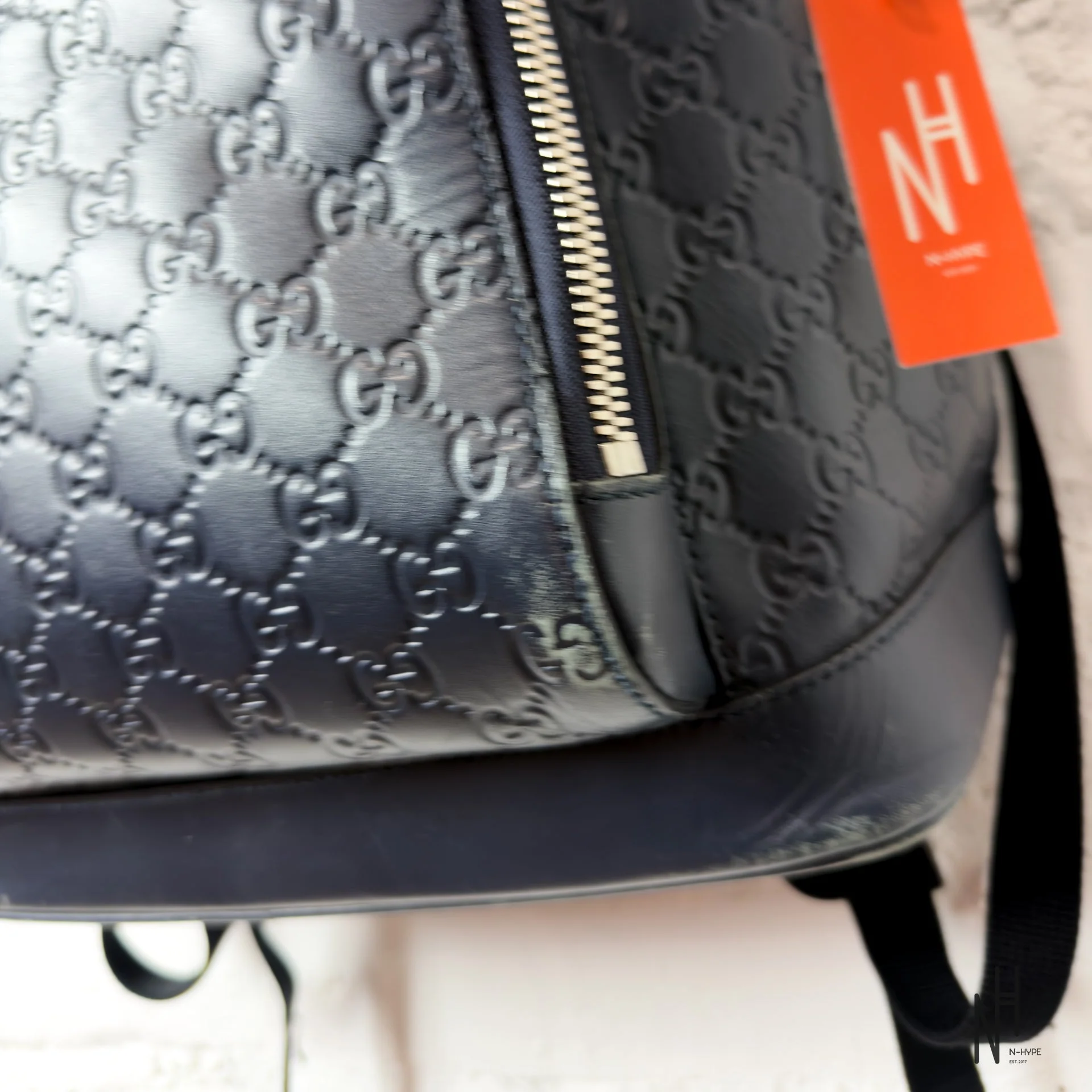 Gucci Monogram Leather Backpack - Black - Image 5
