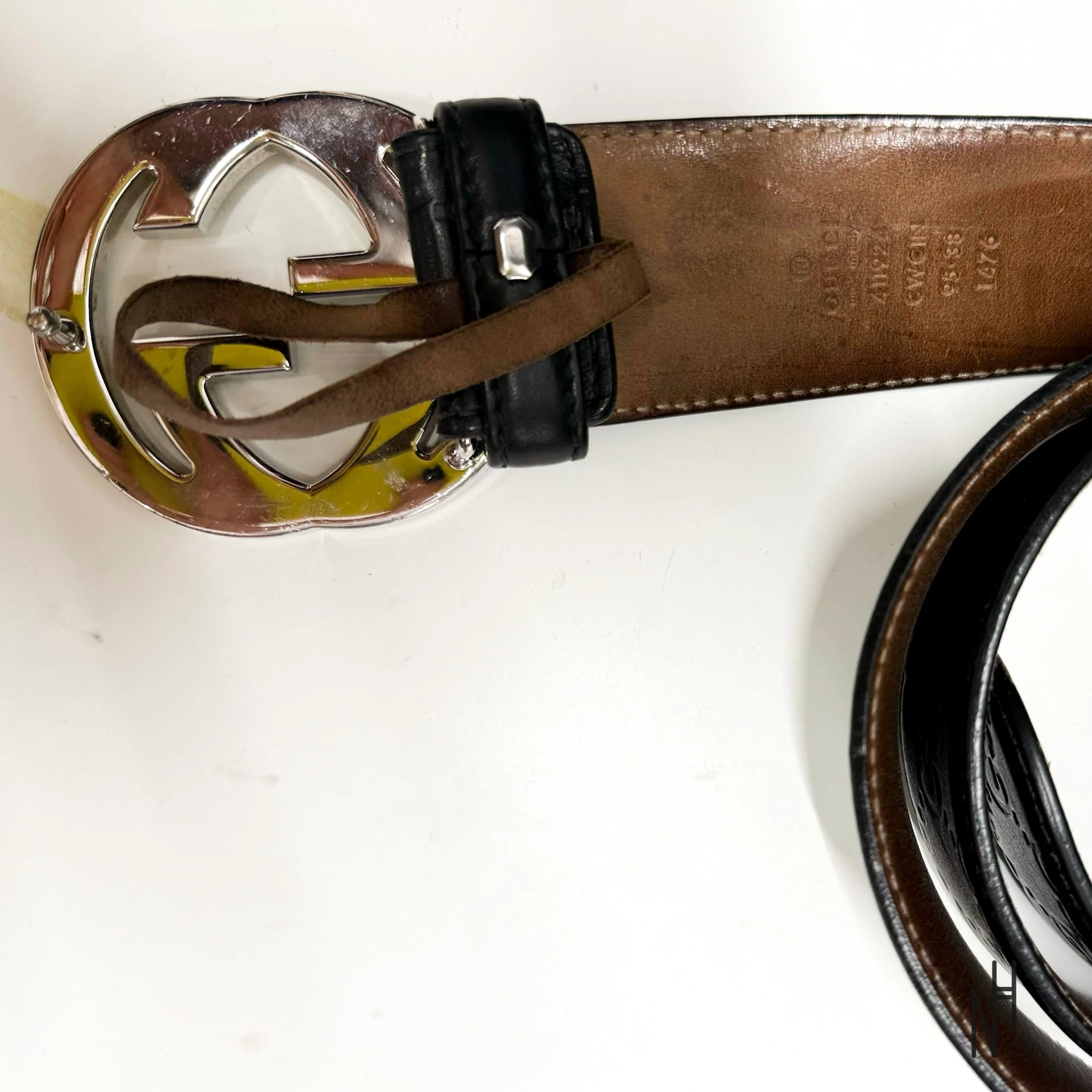 Gucci Monogram Leather Belt - Image 3