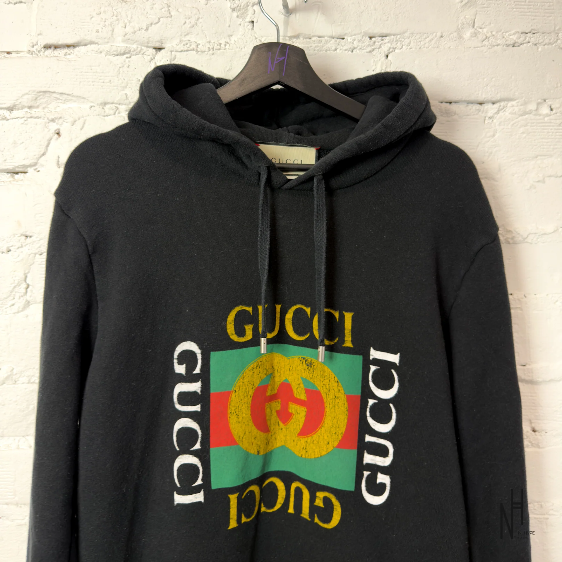 Gucci Vintage Logo Hoodie Black - Image 2