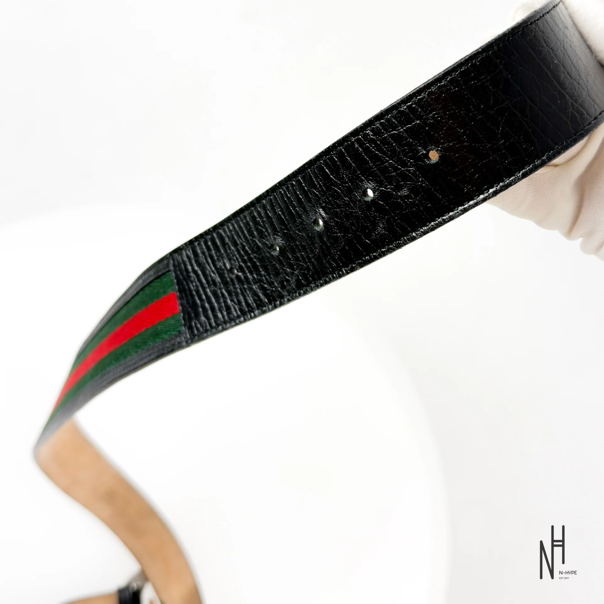 Gucci Web Leather Belt - Image 5