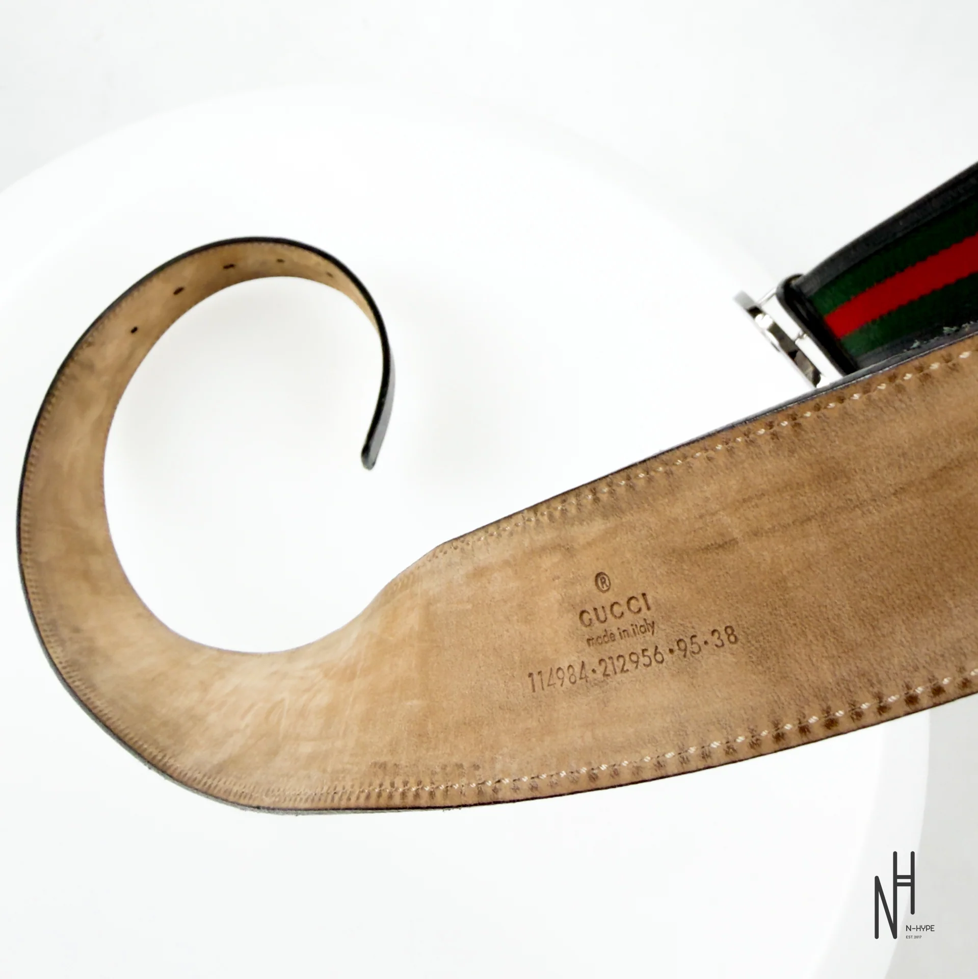 Gucci Web Leather Belt - Image 6