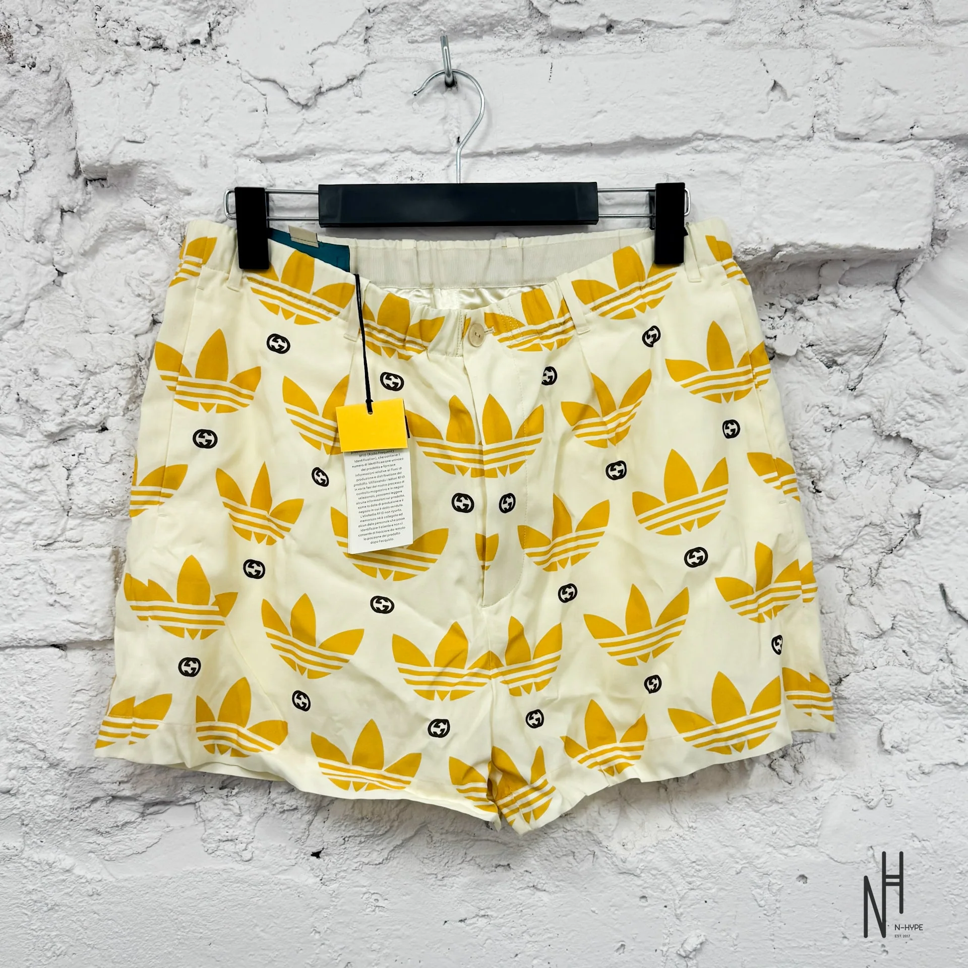 Gucci x adidas Trefoil Print Shorts Ivory/Black