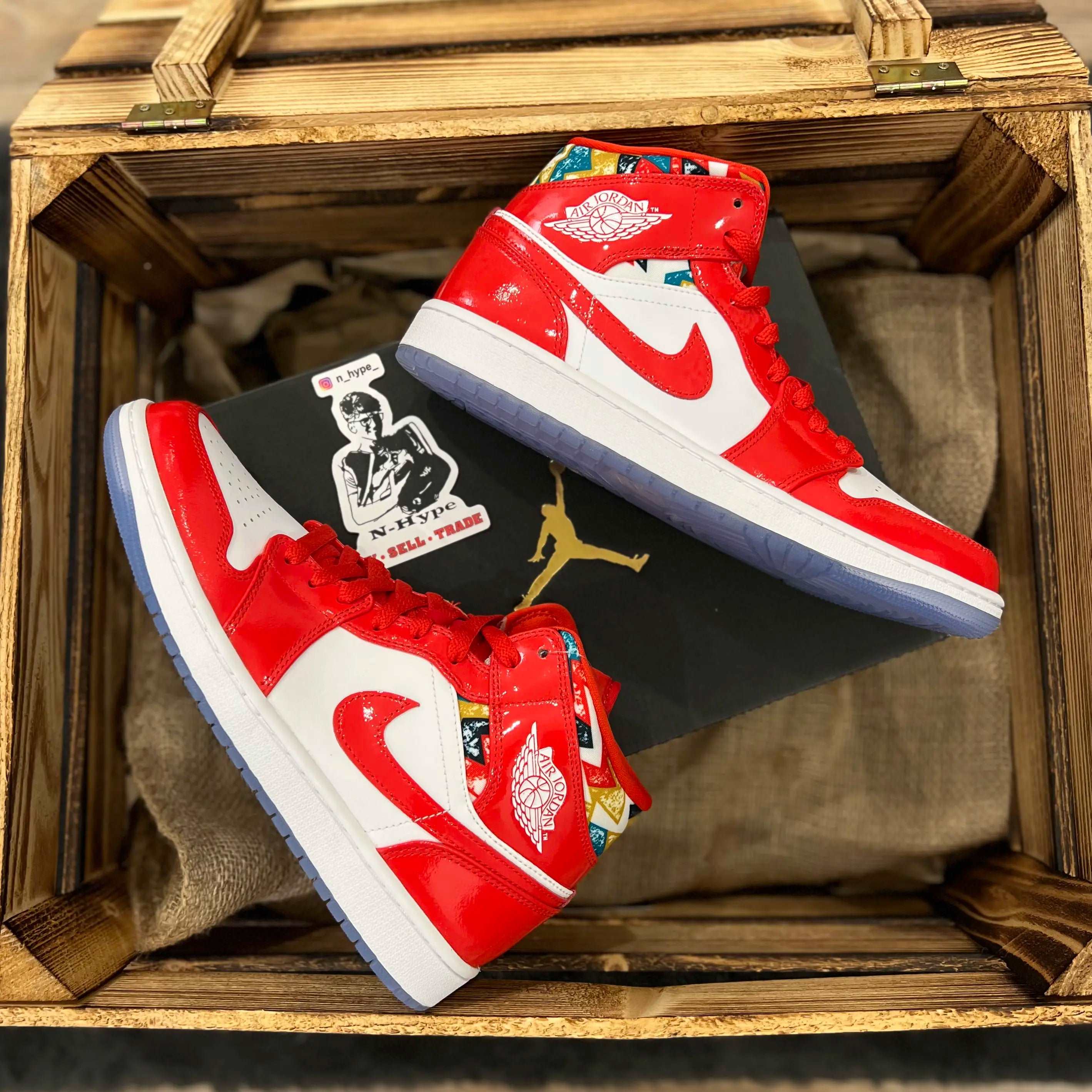 Jordan 1 Mid Barcelona Sweater Red Patent - Image 4