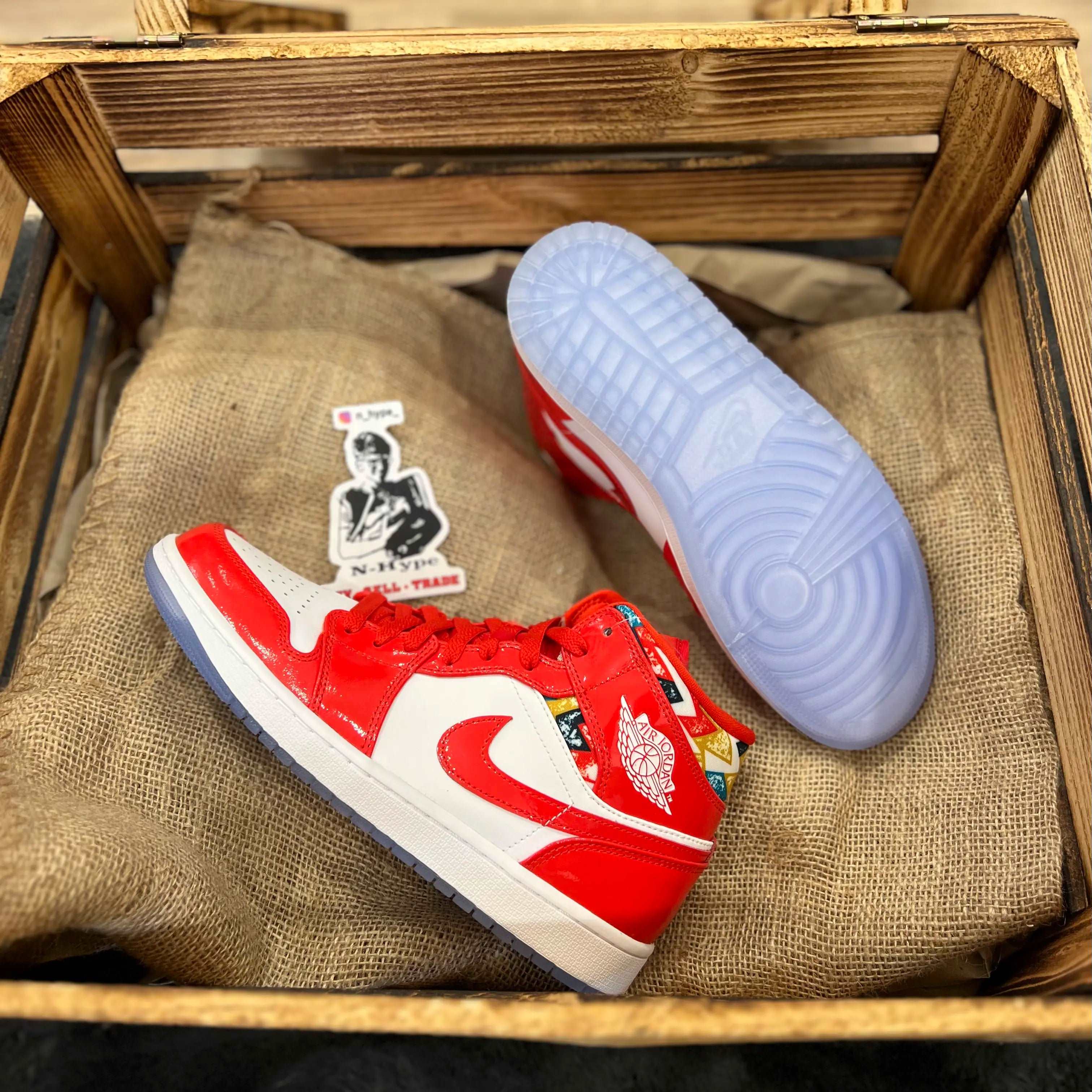Jordan 1 Mid Barcelona Sweater Red Patent - Image 5