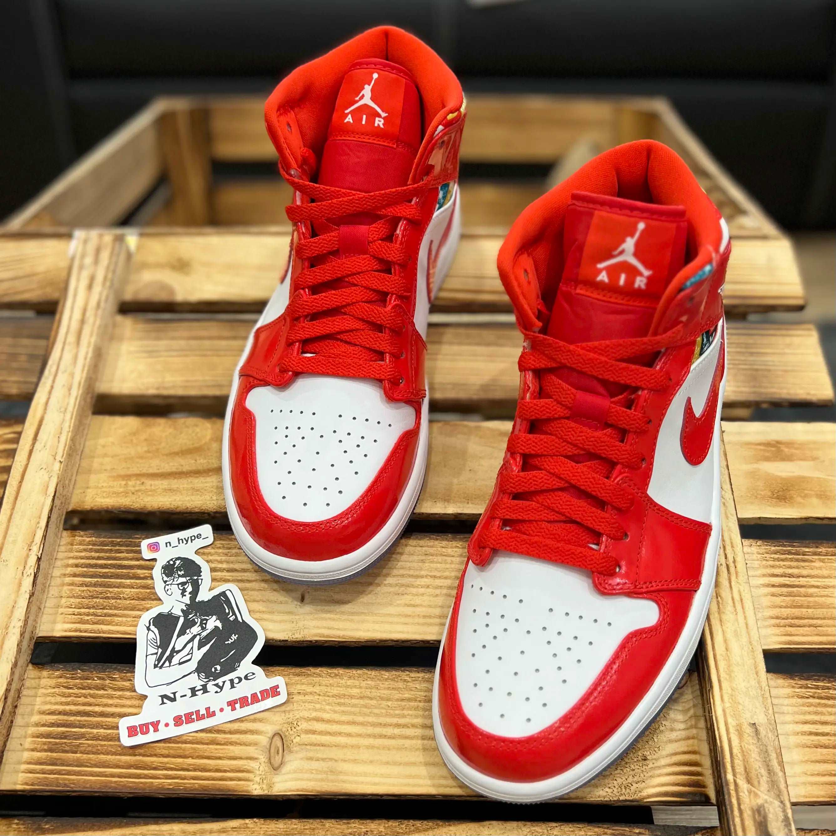 Jordan 1 Mid Barcelona Sweater Red Patent - Image 6