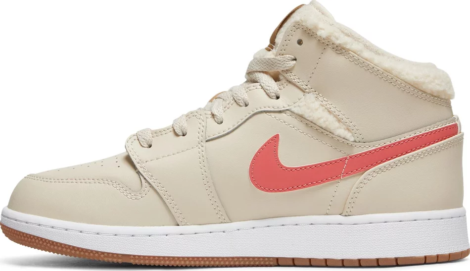 Jordan 1 Mid Fleece Pearl White (GS) - Image 3