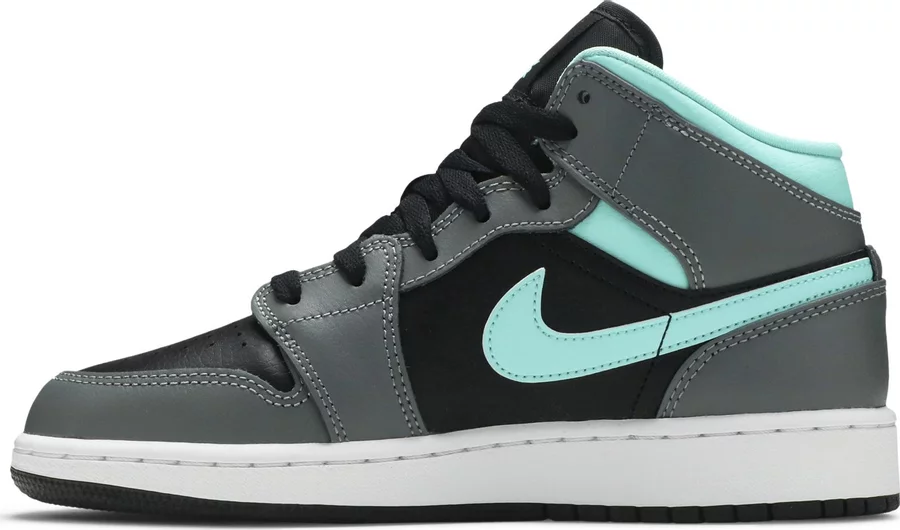 Jordan 1 Mid Grey Aqua (GS) - Image 2
