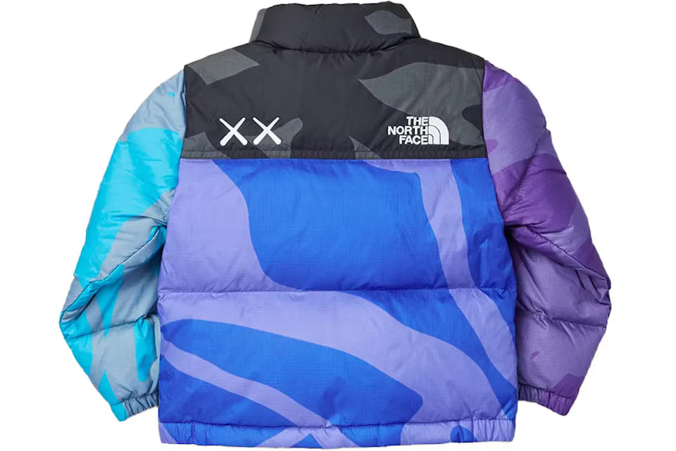 KAWS x The North Face Youth Retro 1996 Nuptse Jacket Monterey Blue Nuptse Print - Image 2