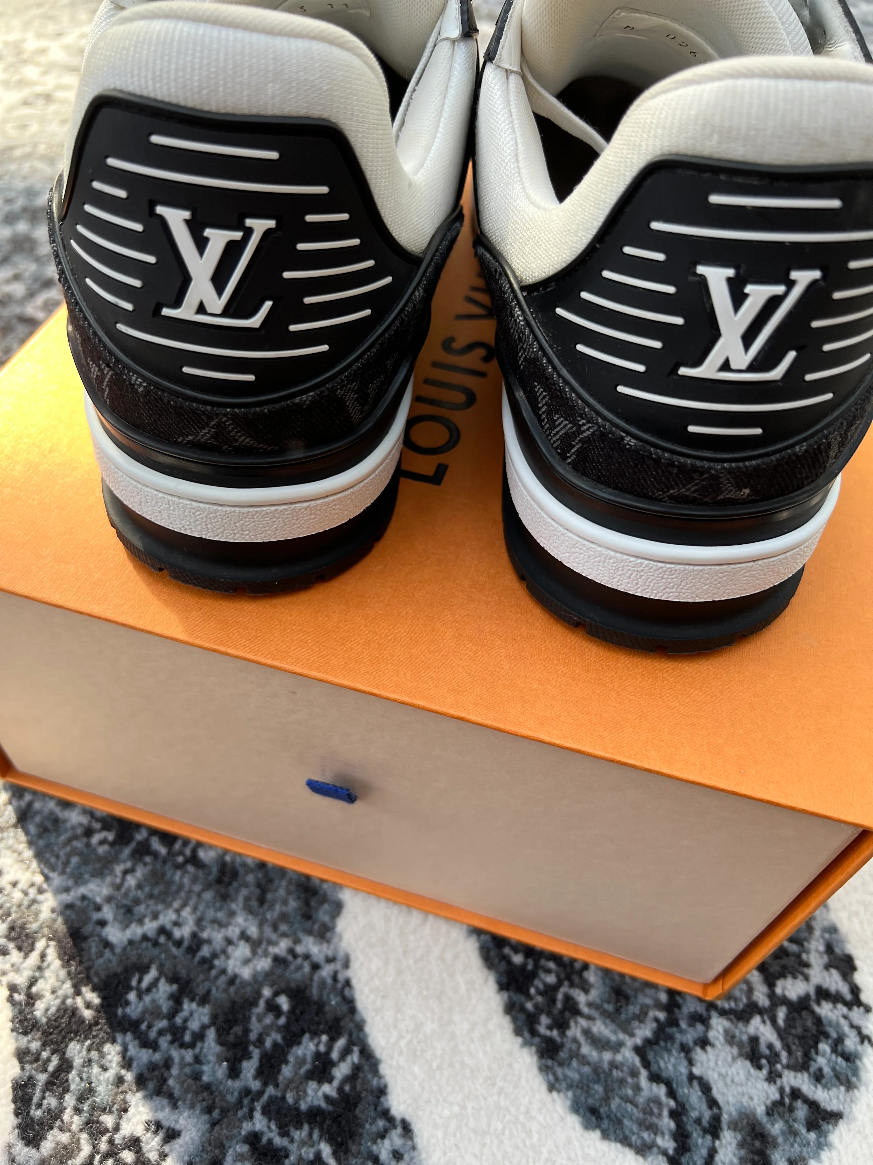 Louis Vuitton LV Trainer Denim White Black White - Image 3