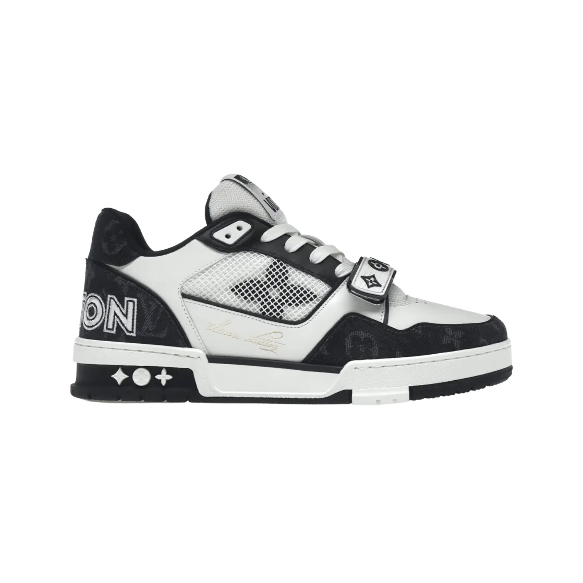Louis Vuitton LV Trainer Velcro Strap Monogram Denim Black White