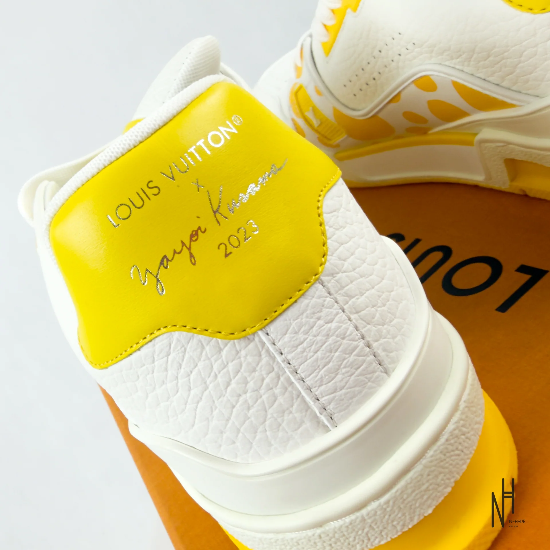 Louis Vuitton x Yayoi Kusama LV Trainer Sneaker White Yellow - Image 5