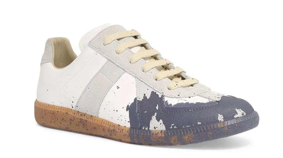 Maison Margiela Replica Painted Leather Low Top Sneakers - Image 2