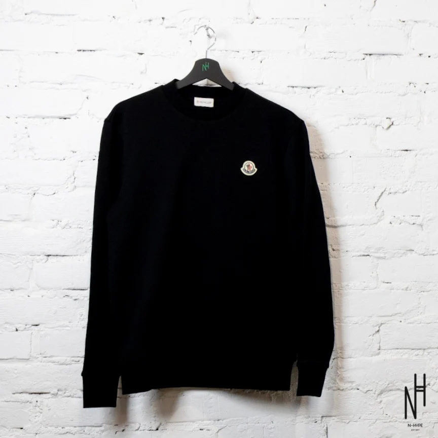 Moncler Logo Patch Cotton Sweatshirt Black - Image 3