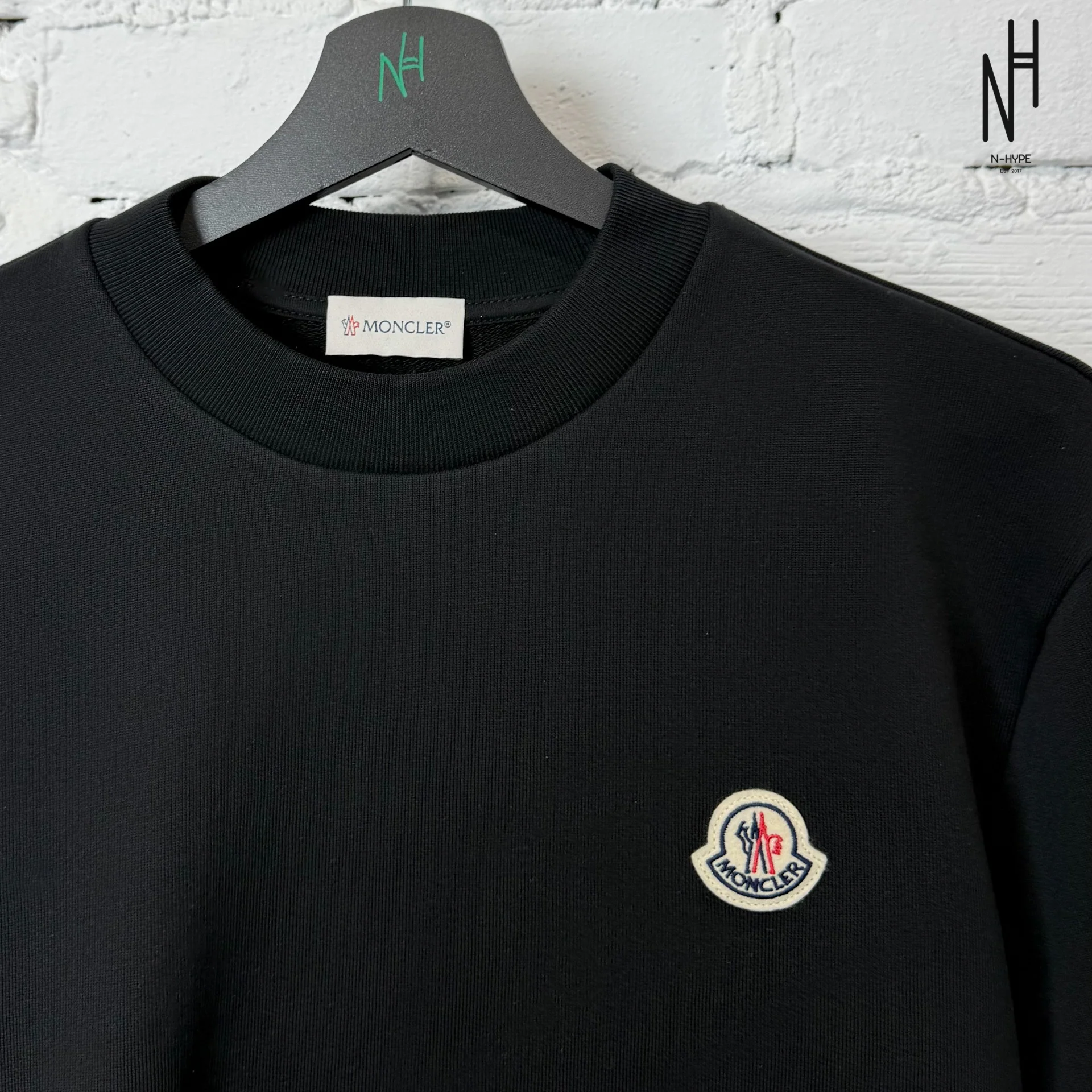 Moncler Logo Patch Cotton Sweatshirt Black - Image 4
