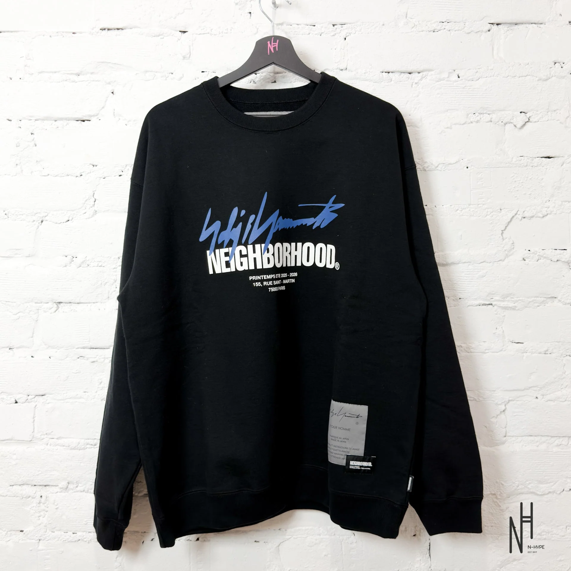 NEIGHBORHOOD NH X YOHJI YAMAMOTO SWEAT SHIRT Long Sleeve Black