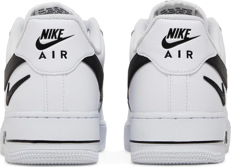 Nike Air Force 1 Low 07 FM Cut Out Swoosh White Black - Image 3