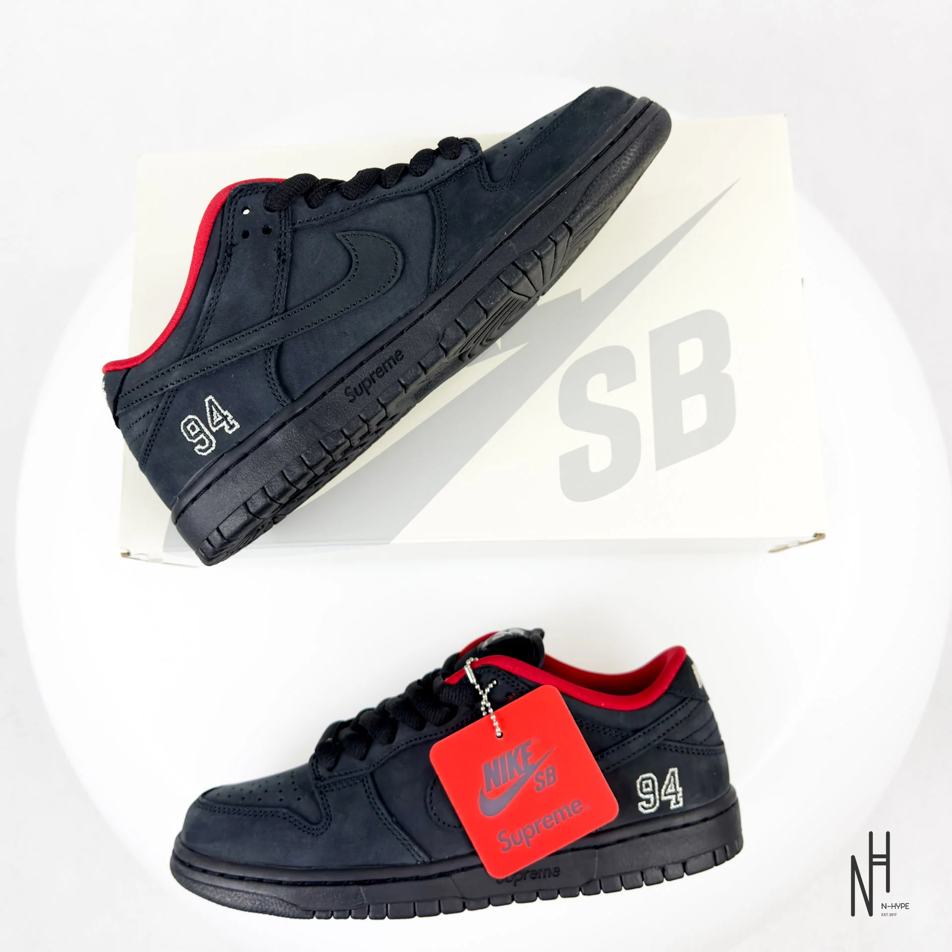 Nike SB Dunk Low Supreme 94 Black - Image 9