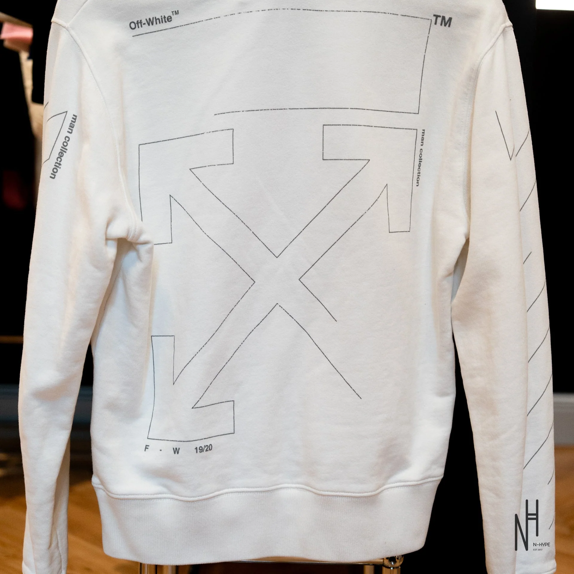 OFF-WHITE Diag Unfinished Hoodie White/Silver - Image 3