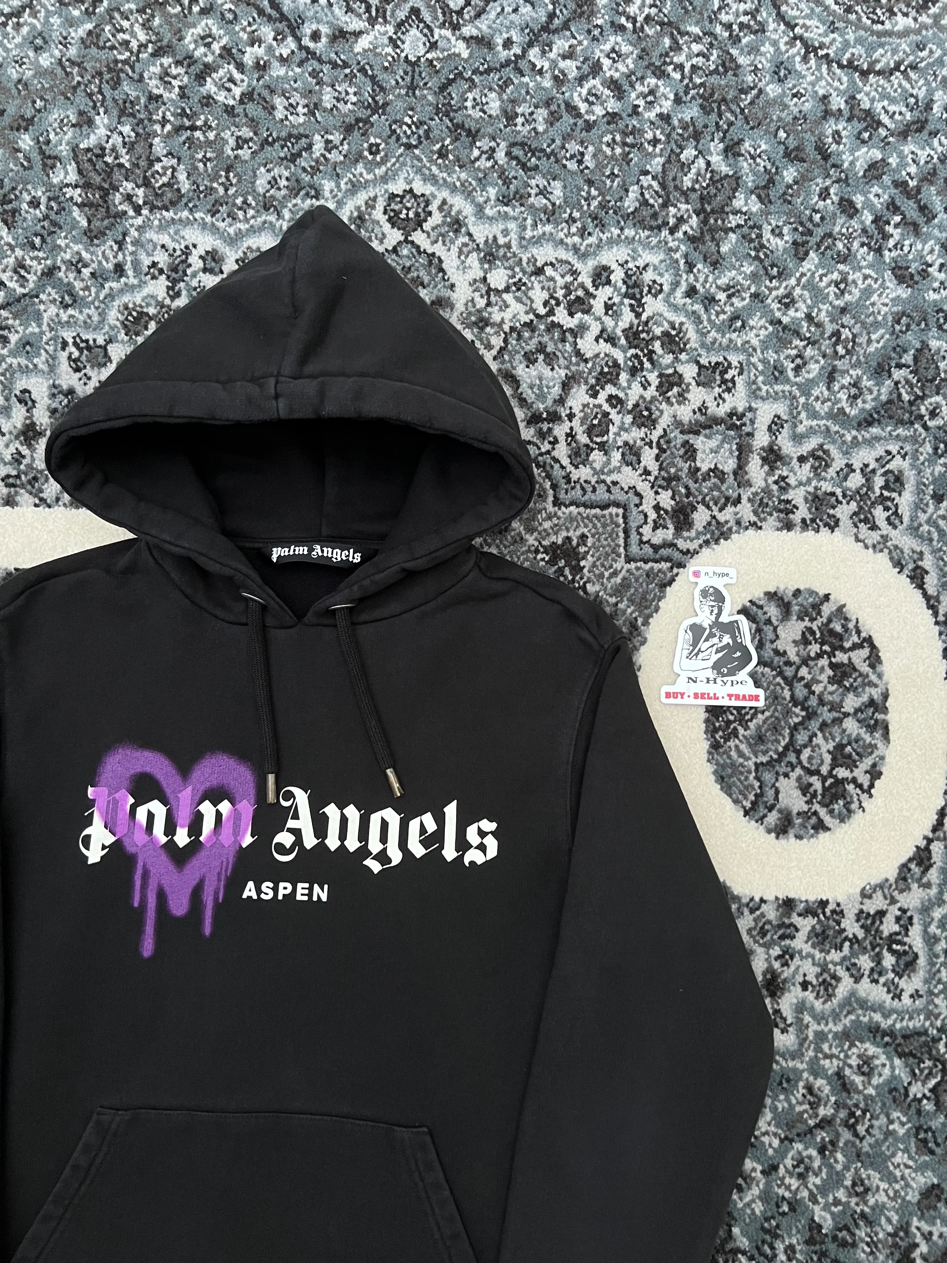 Palm Angels Aspen Logo Print Hoodie Black - Image 2