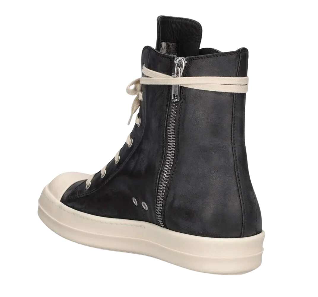 Rick Owens Leather High Top Sneakers - Image 3