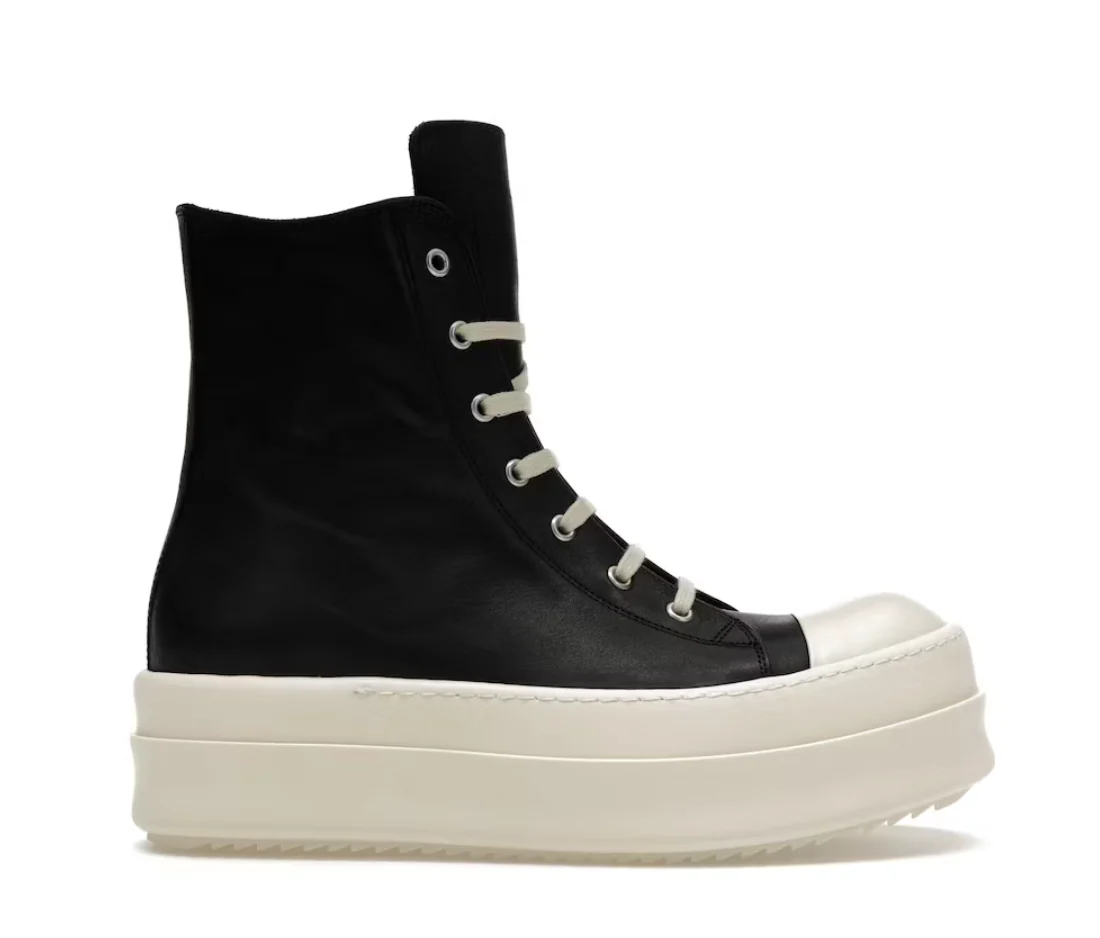 Rick Owens Mega Bumper Leather Sneakers Black Milk
