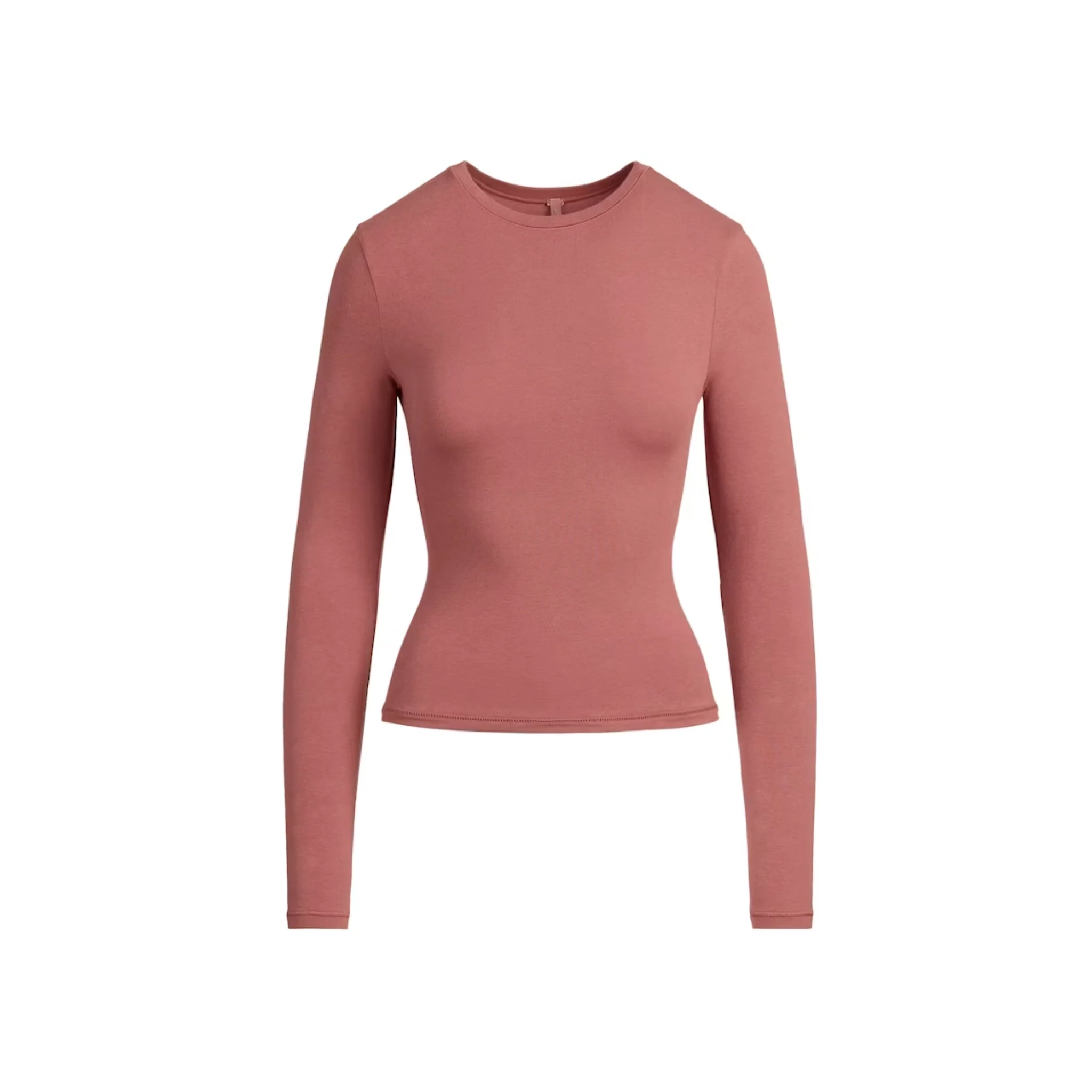 SKIMS Cotton Jersey Long Sleeve T-Shirt Redwood