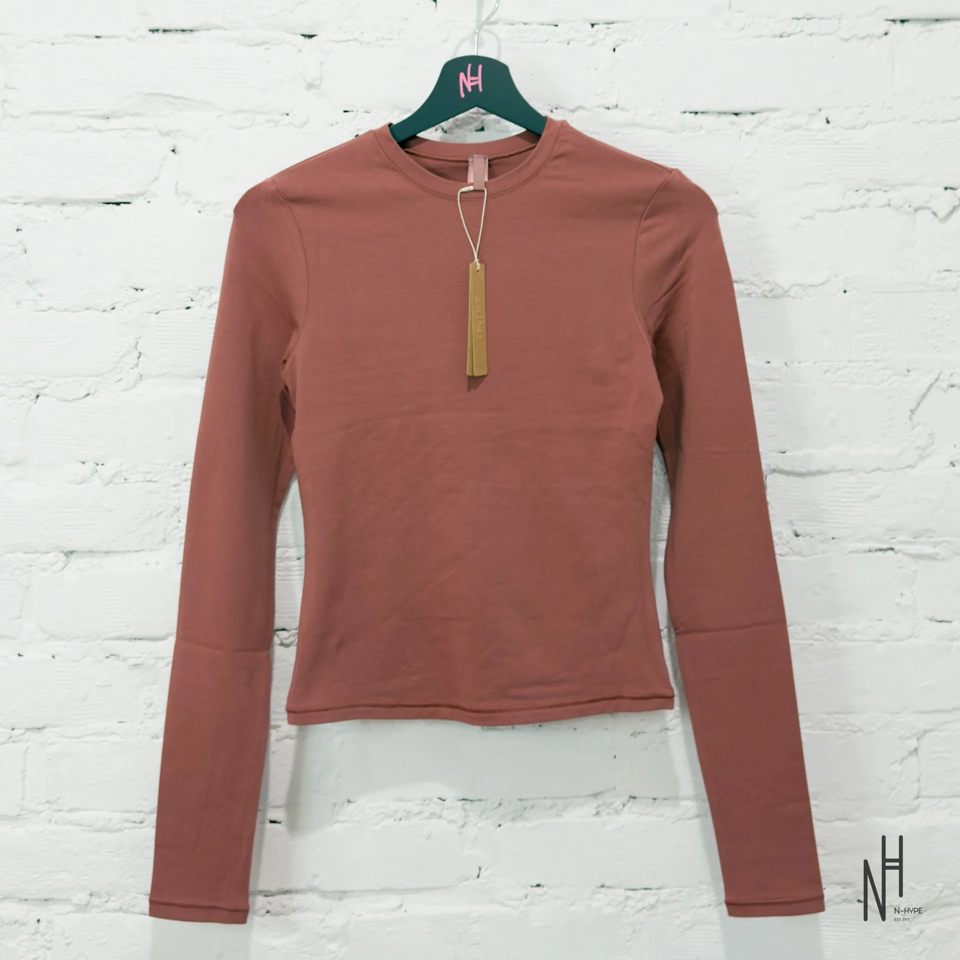 SKIMS Cotton Jersey Long Sleeve T-Shirt Redwood - Image 2
