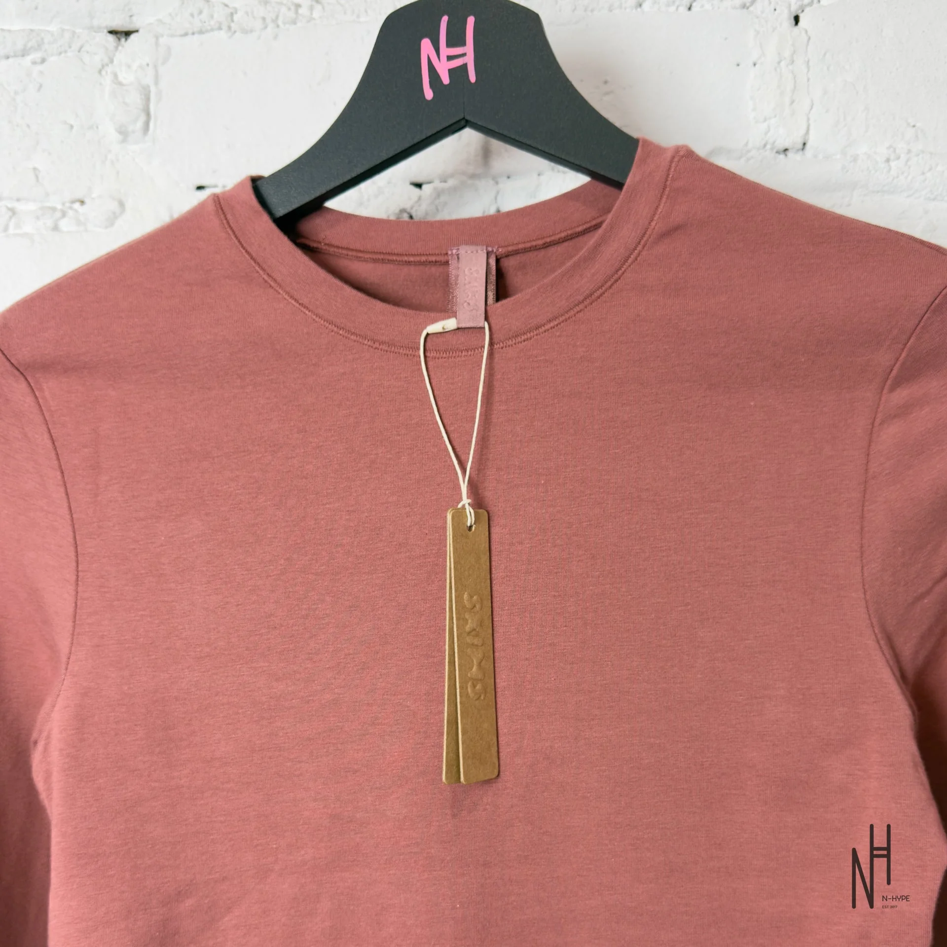 SKIMS Cotton Jersey Long Sleeve T-Shirt Redwood - Image 3